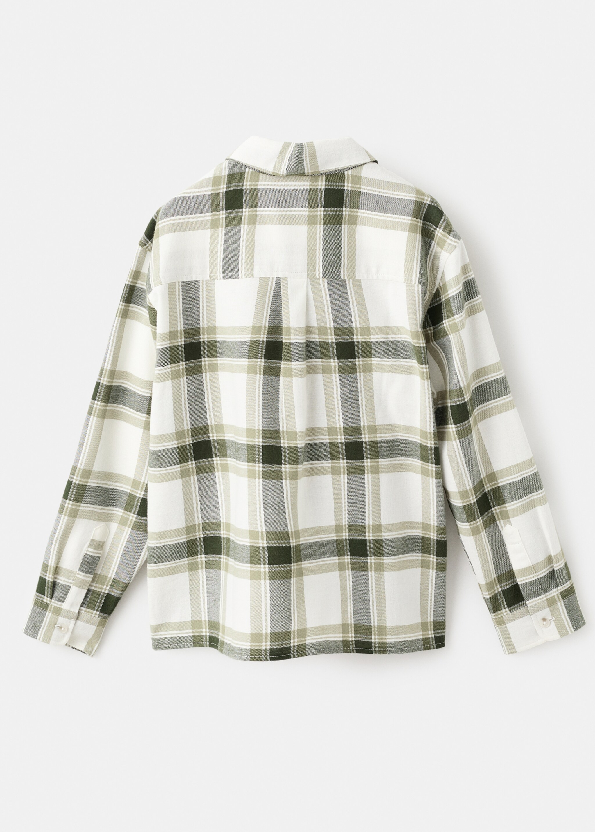 Cotton check shirt - Reverse of the article, Khaki. Ref: 17037767-00.