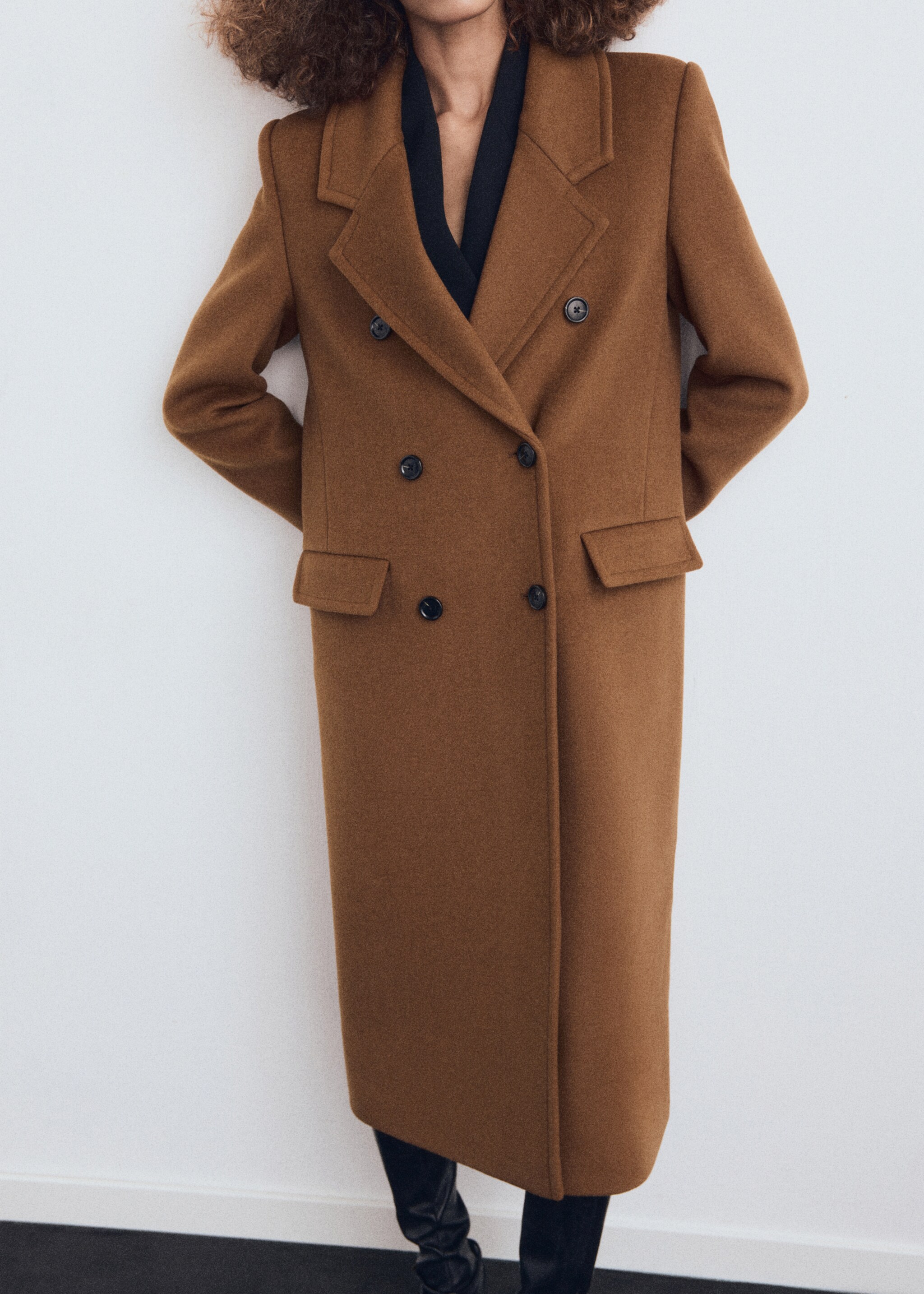 Double-breasted wool coat - Medium plane, Ochre. Ref: 17037769-00.