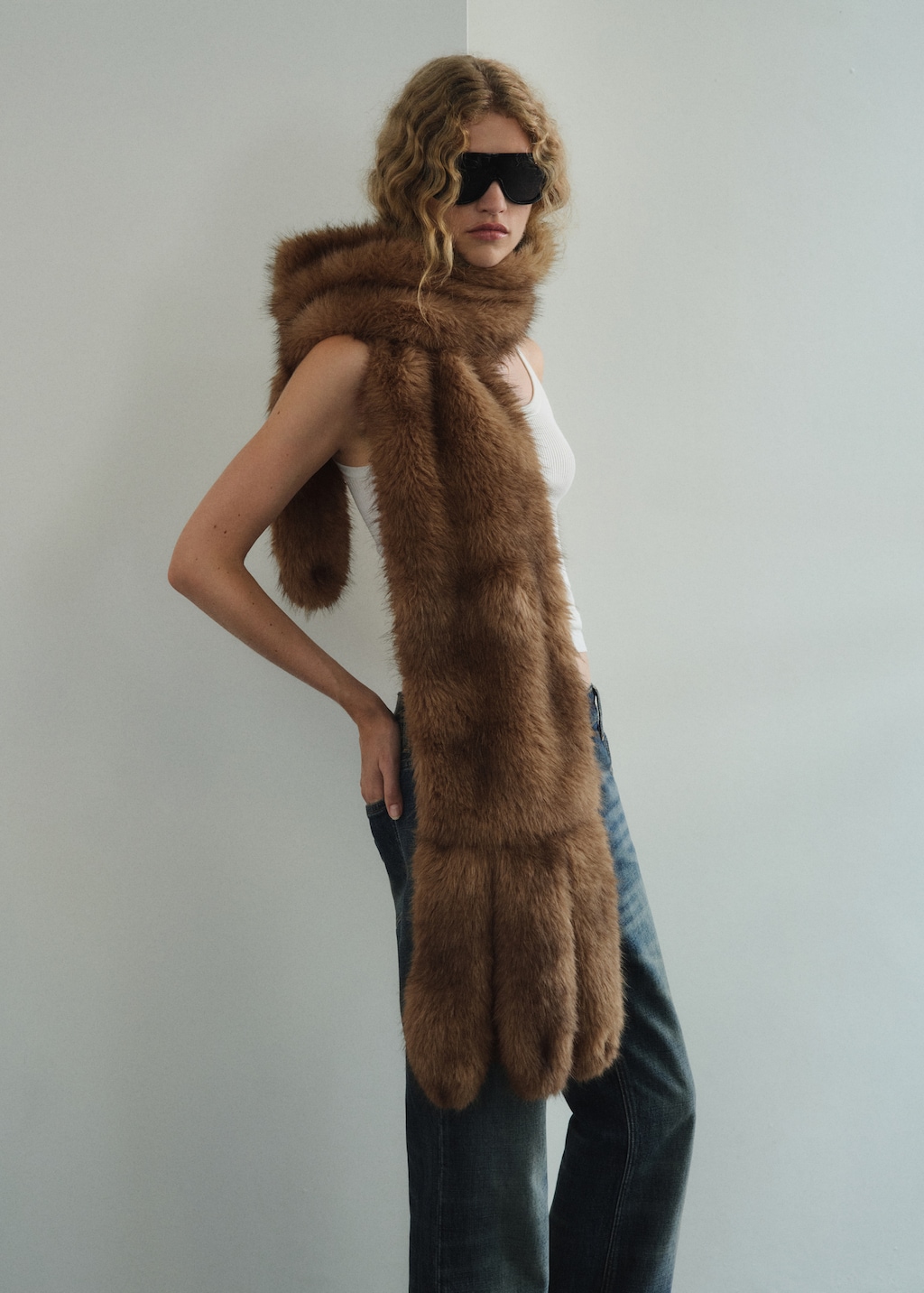 Long faux-fur scarf