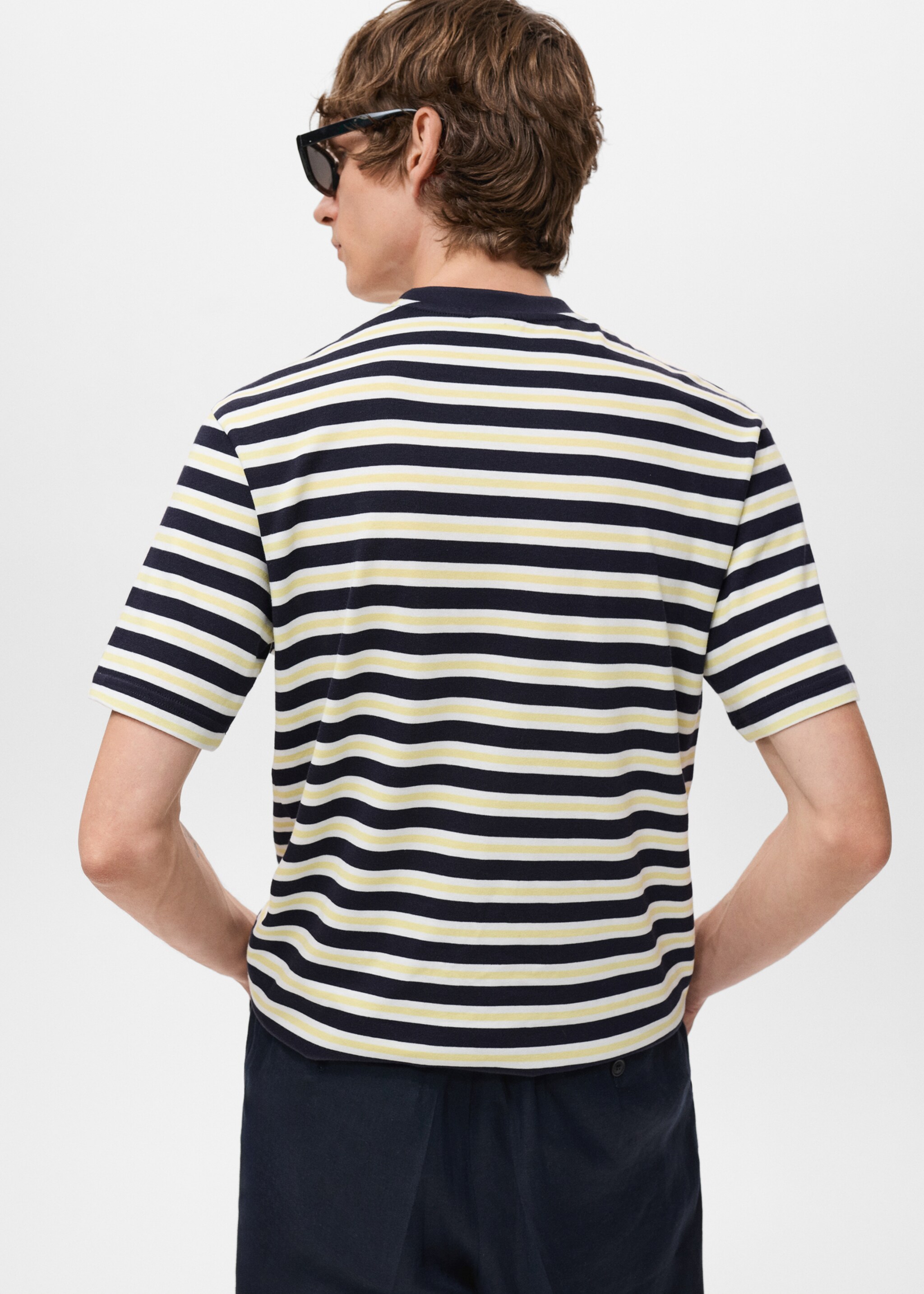 100% cotton regular-fit striped t-shirt - Reverse of the article, Navy. Ref: 17037773-00.