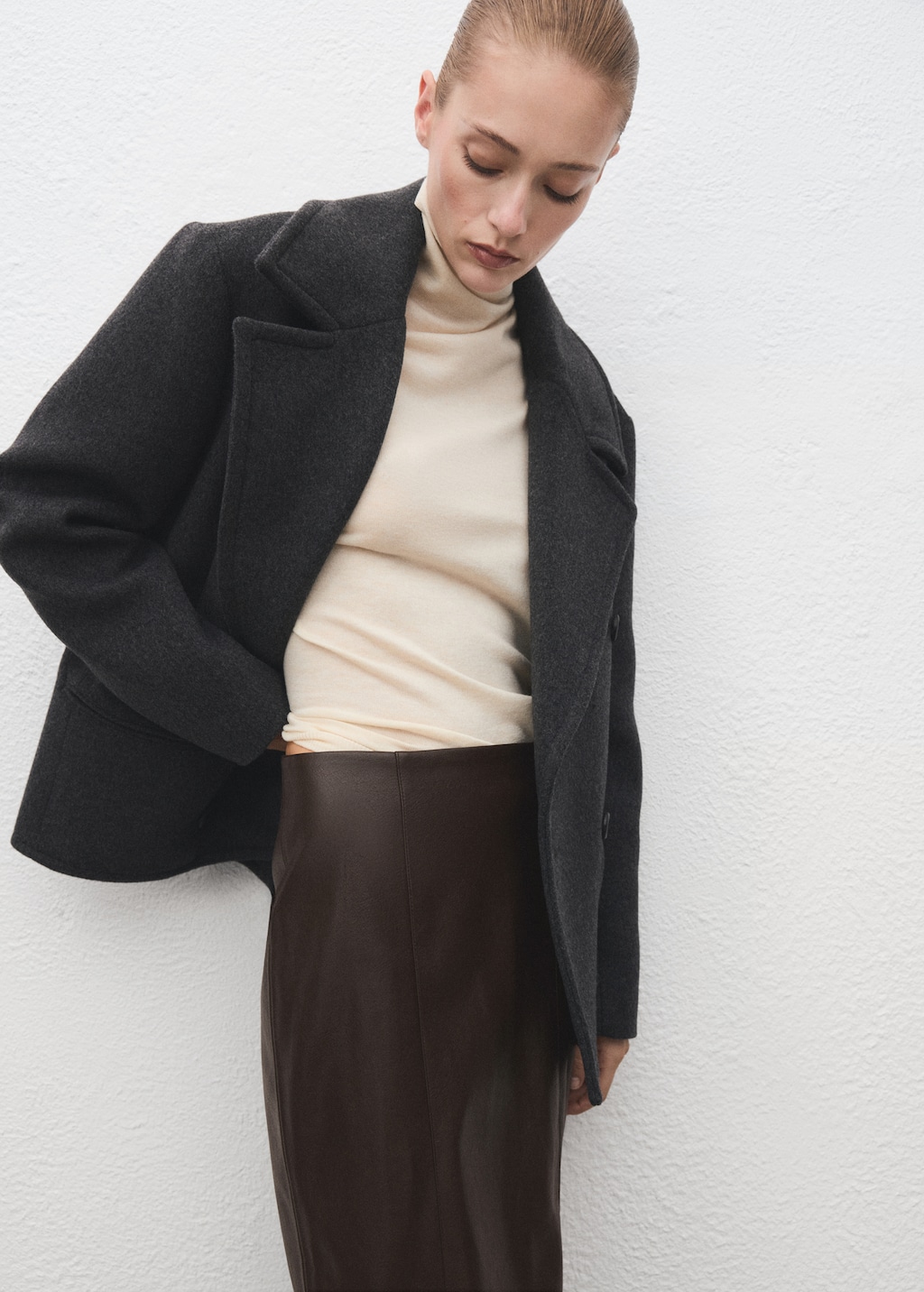 Faux-leather pencil skirt