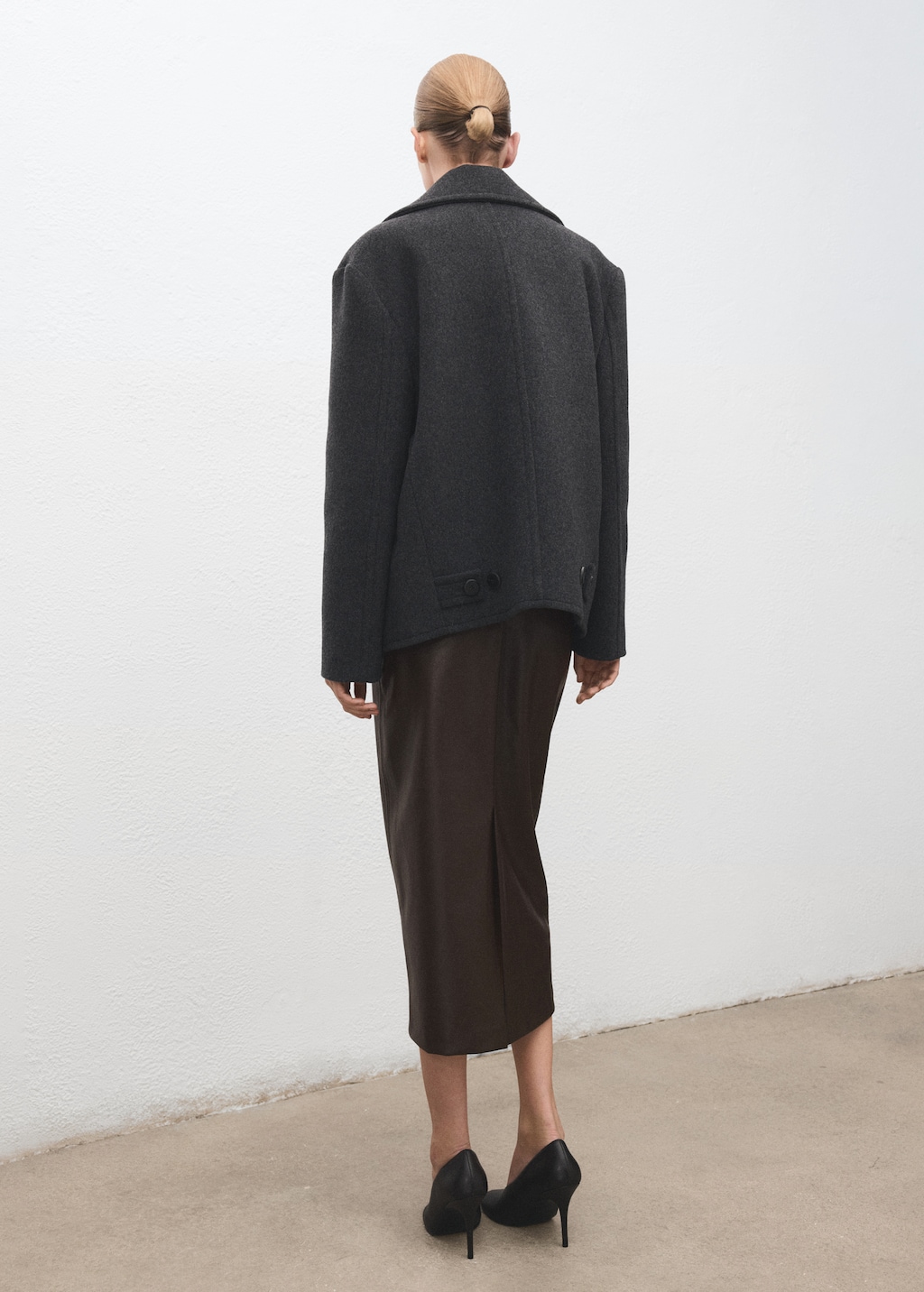 Faux-leather pencil skirt