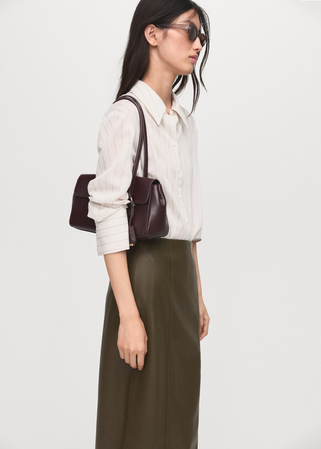 Mango Faux-leather pencil skirt