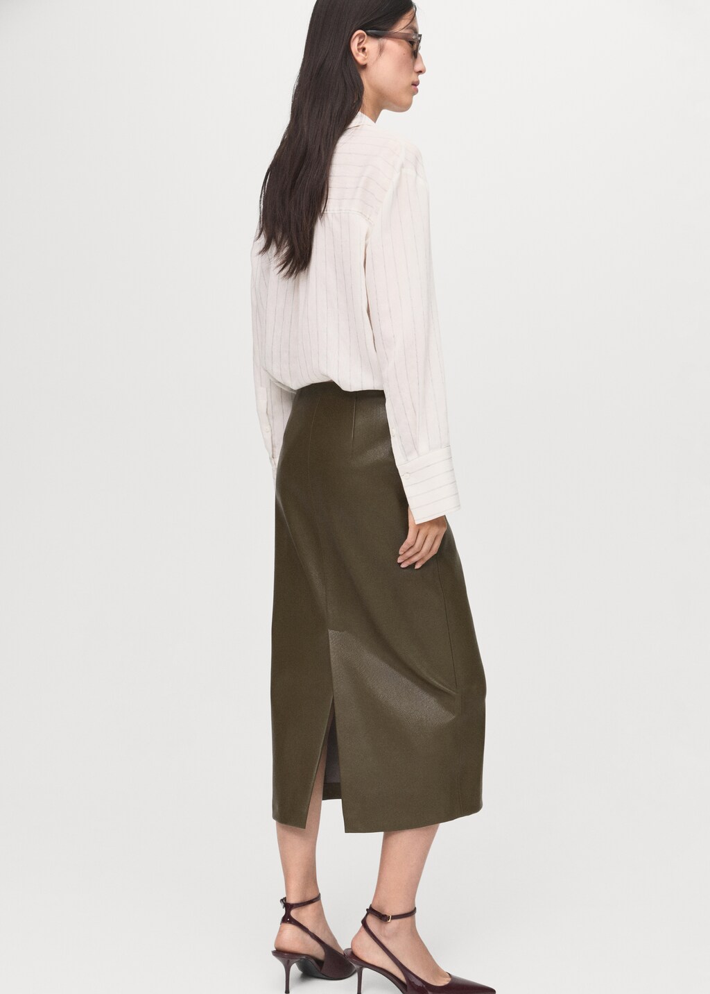 Mango Faux-leather pencil skirt