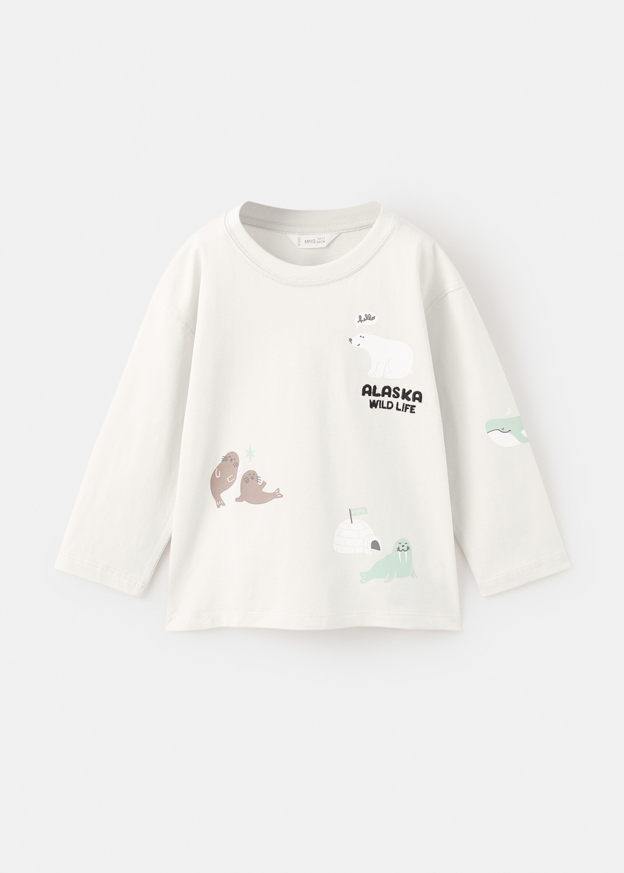 Embroidered printed T-shirt - Article without model, Ice Grey. Ref: 17037780-00.