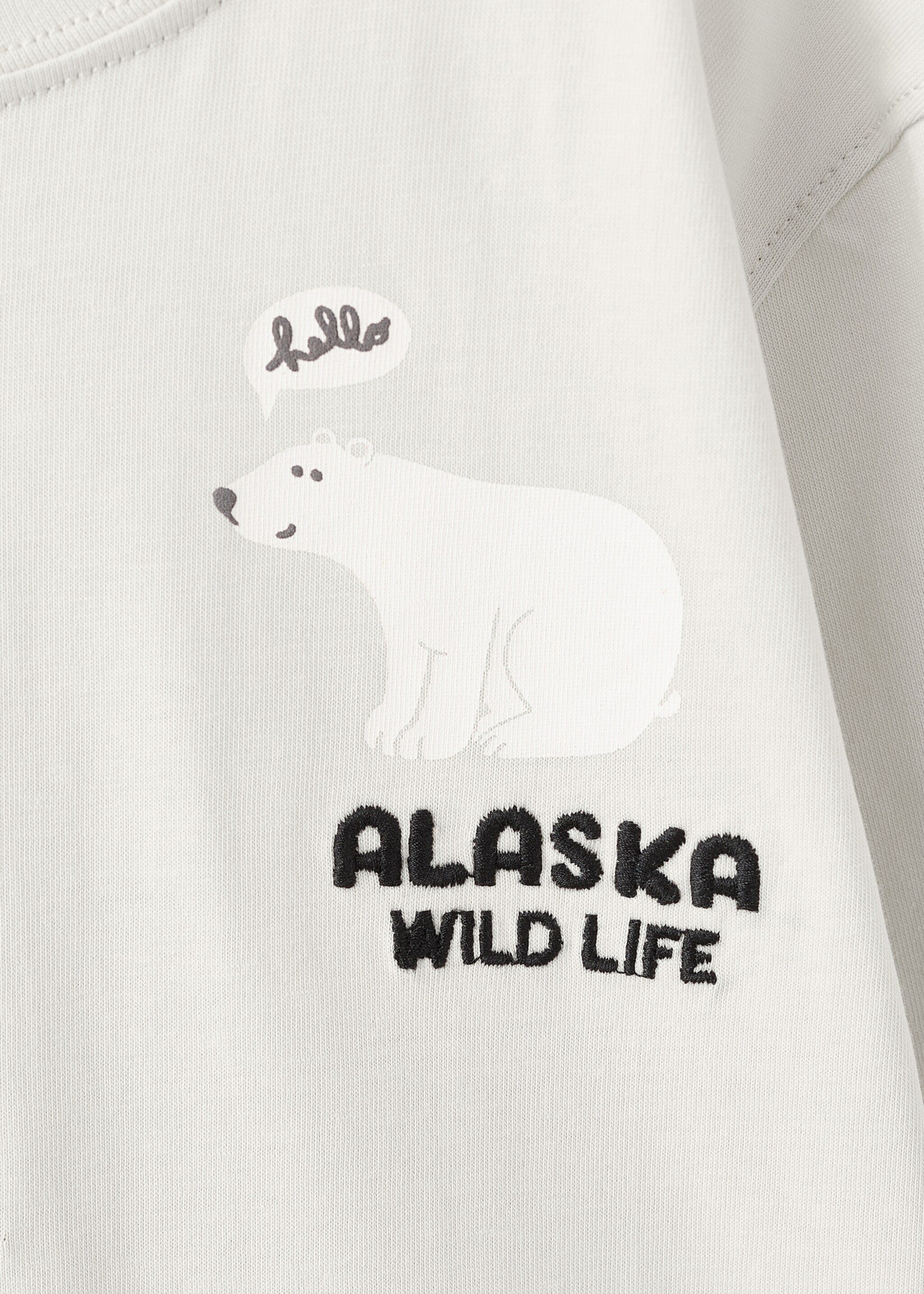Embroidered printed T-shirt - Details of the article 8, Ice Grey. Ref: 17037780-00.