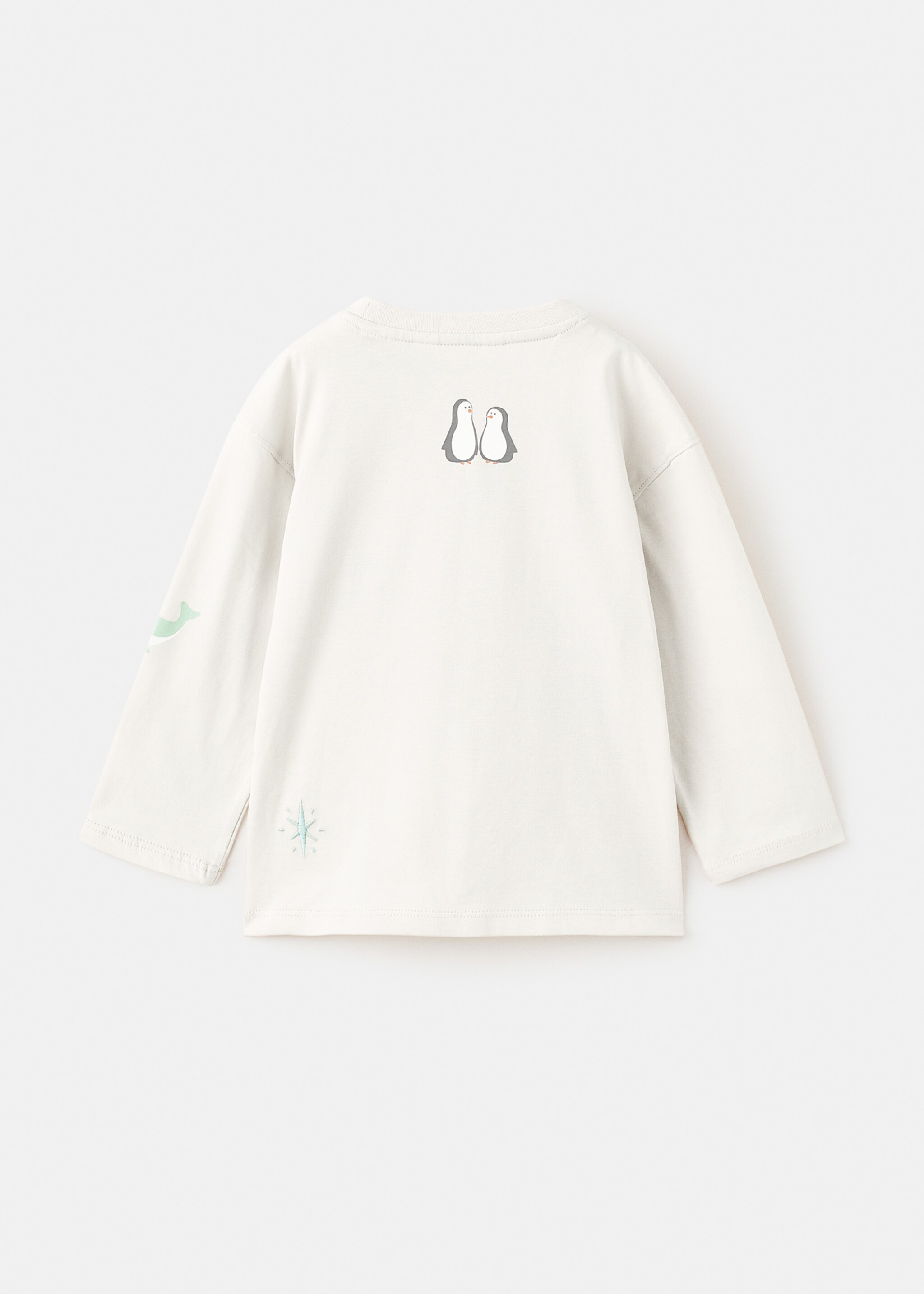 Embroidered printed T-shirt - Reverse of the article, Ice Grey. Ref: 17037780-00.