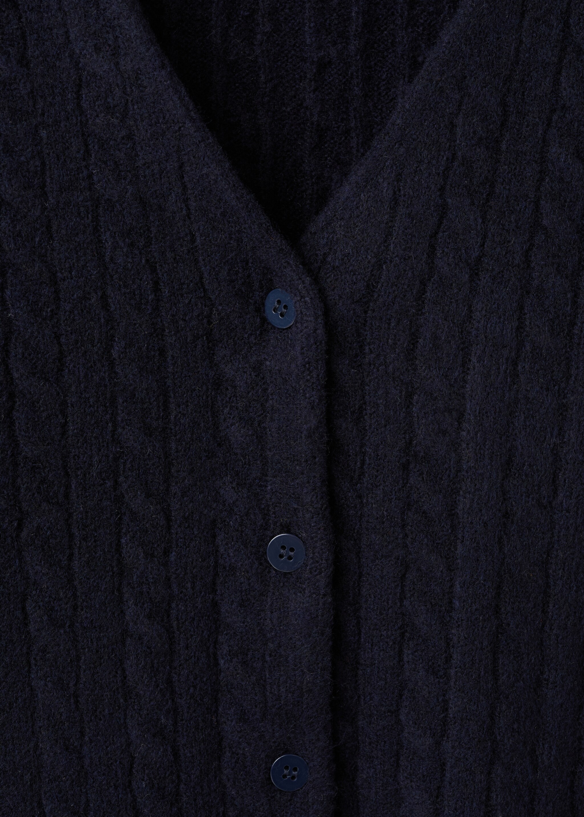 Knitted braided cardigan - Details of the article 8, Dark Navy. Ref: 17037782-00.