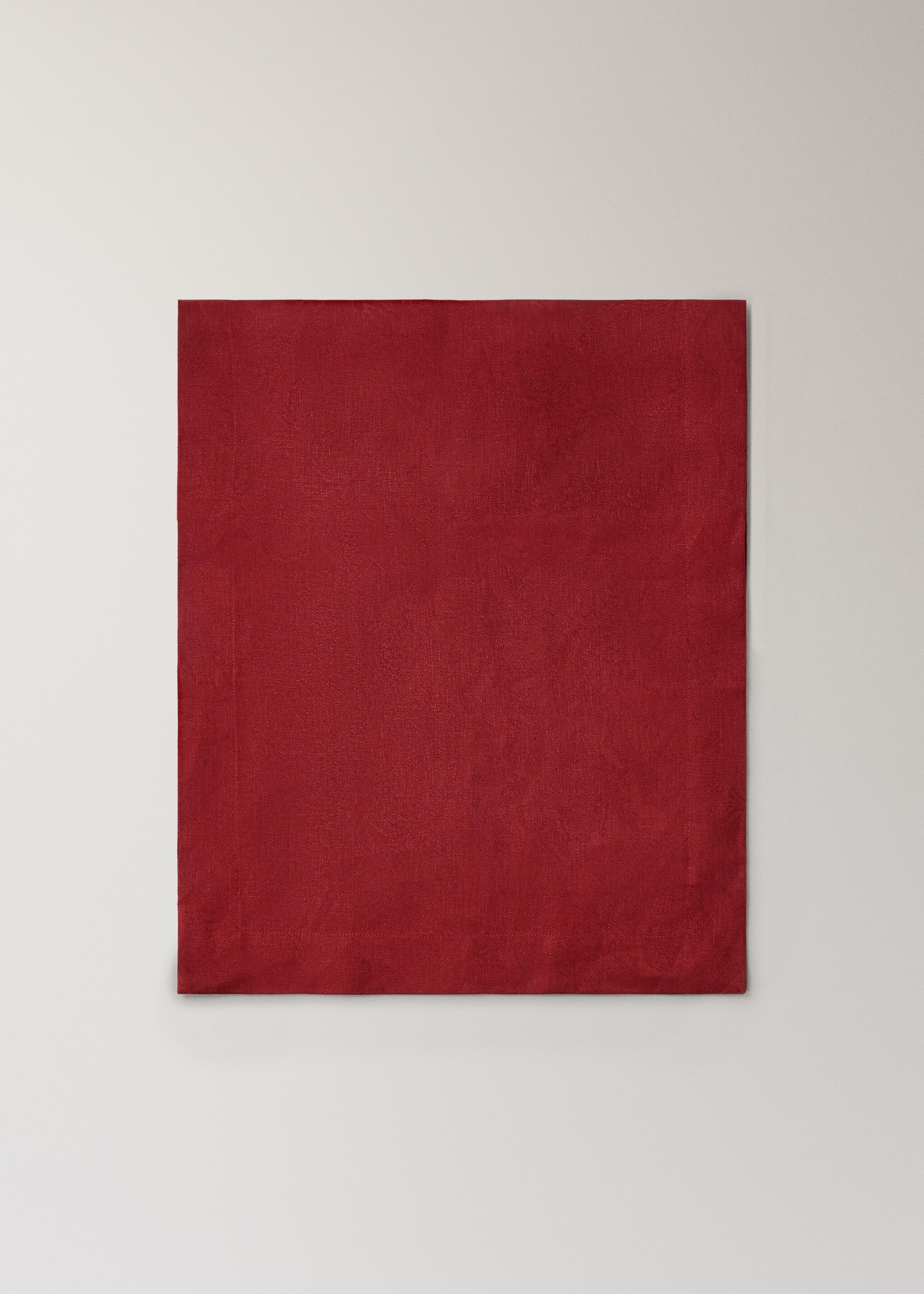 Jacquard linen floral table runner - Article without model, Red. Ref: 17037783-00.
