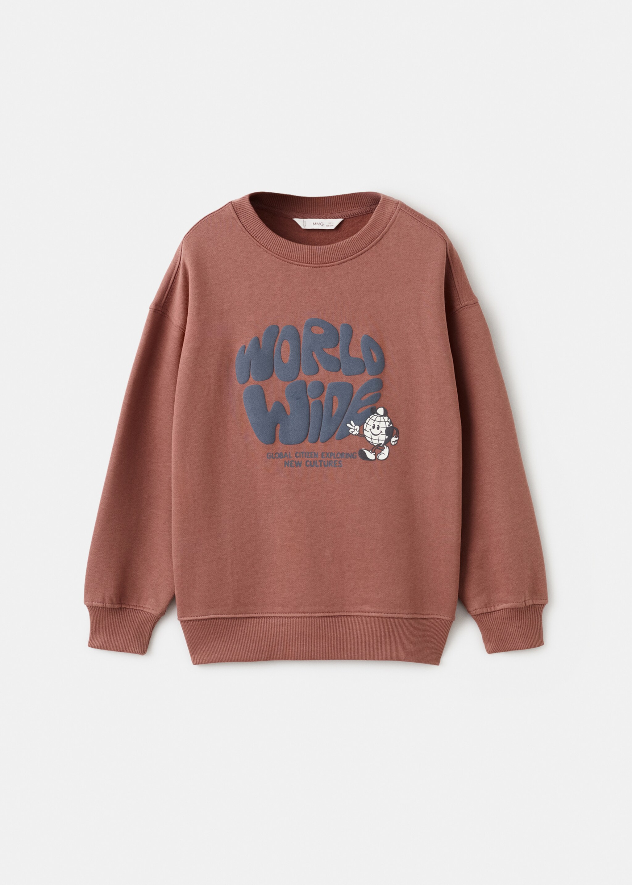 Printed cotton sweatshirt - Article without model, Burnt Orange. Ref: 17037790-00.