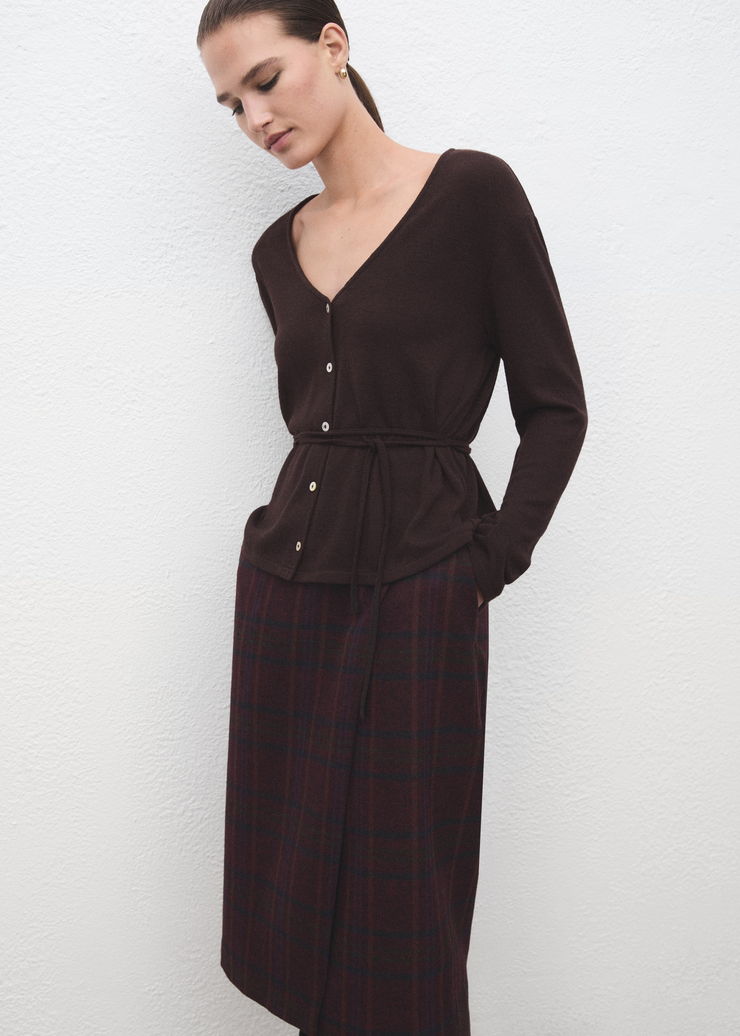 Knitted cardigan with bow - Medium plane