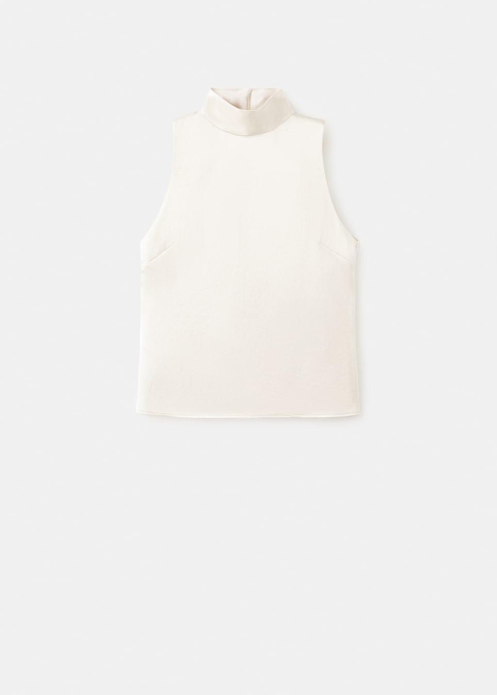 High collar satin blouse