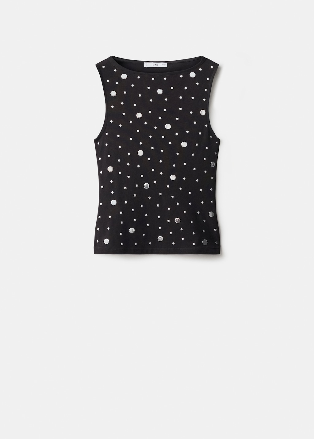 Boat-neck top with rhinestones