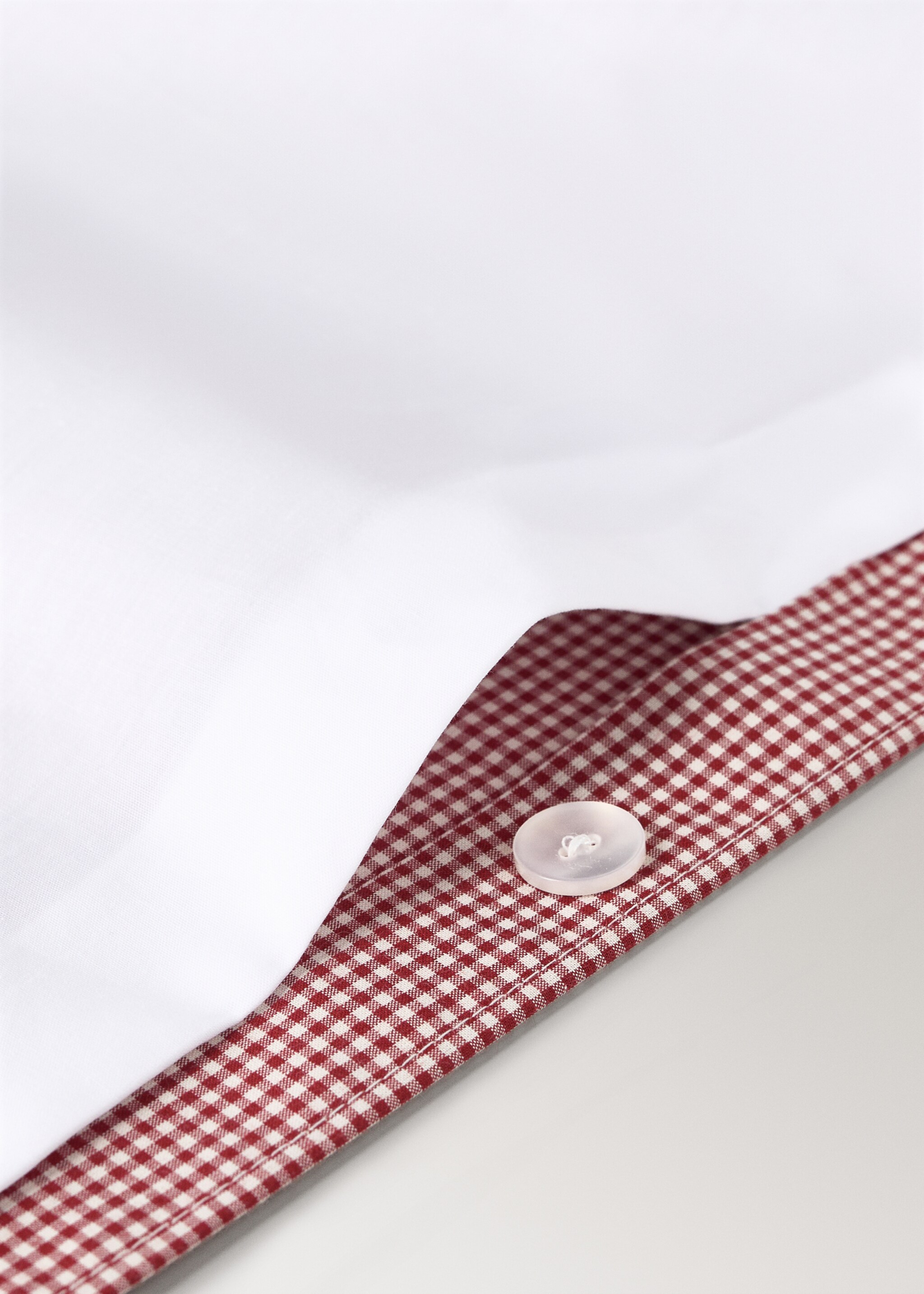 Children’s cotton yarn-dyed gingham check duvet cover for 90 cm bed - Details of the article 1, Red. Ref: 17037810-00.