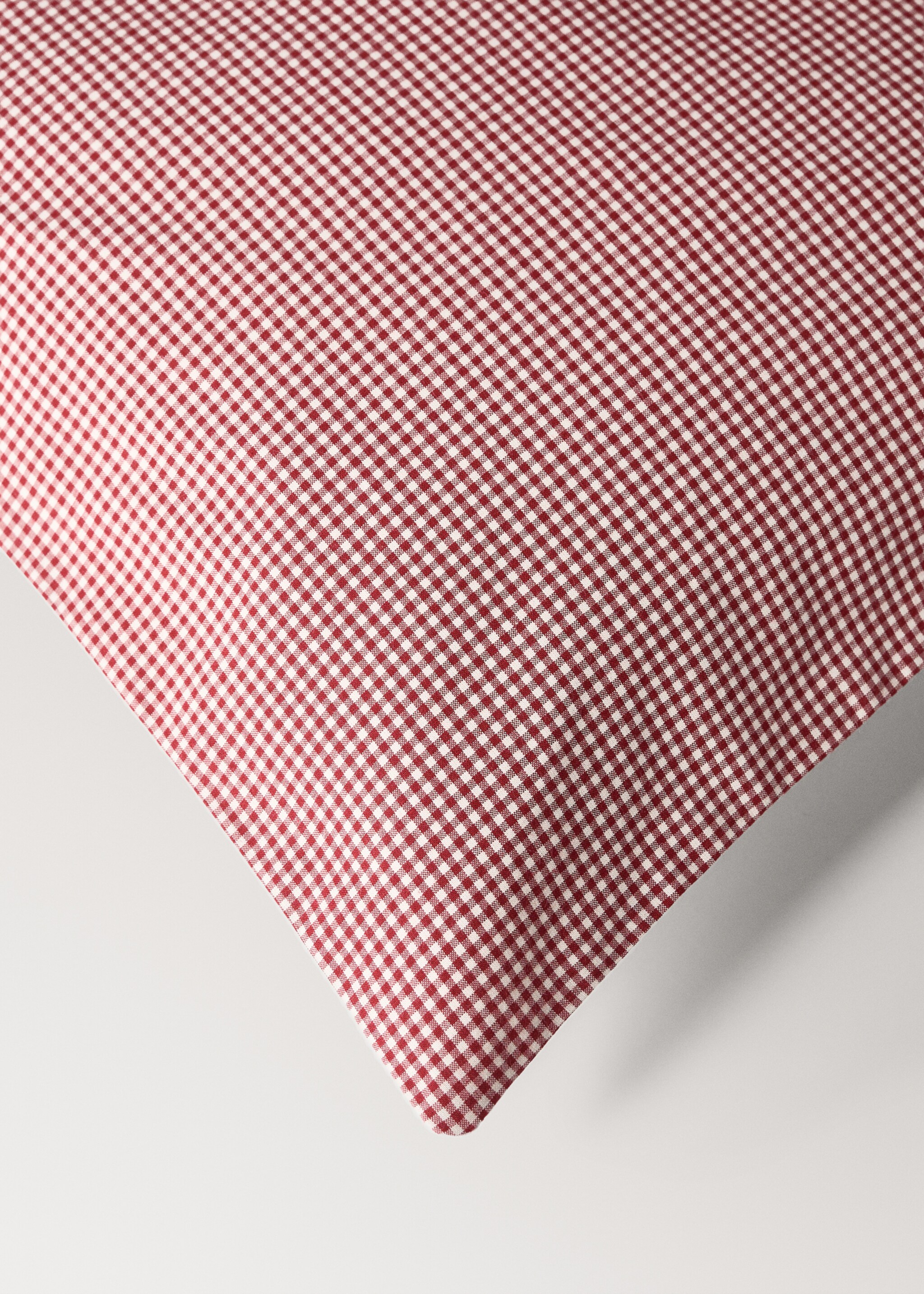 Children’s cotton yarn-dyed gingham check duvet cover for 90 cm bed - Details of the article 3, Red. Ref: 17037810-00.