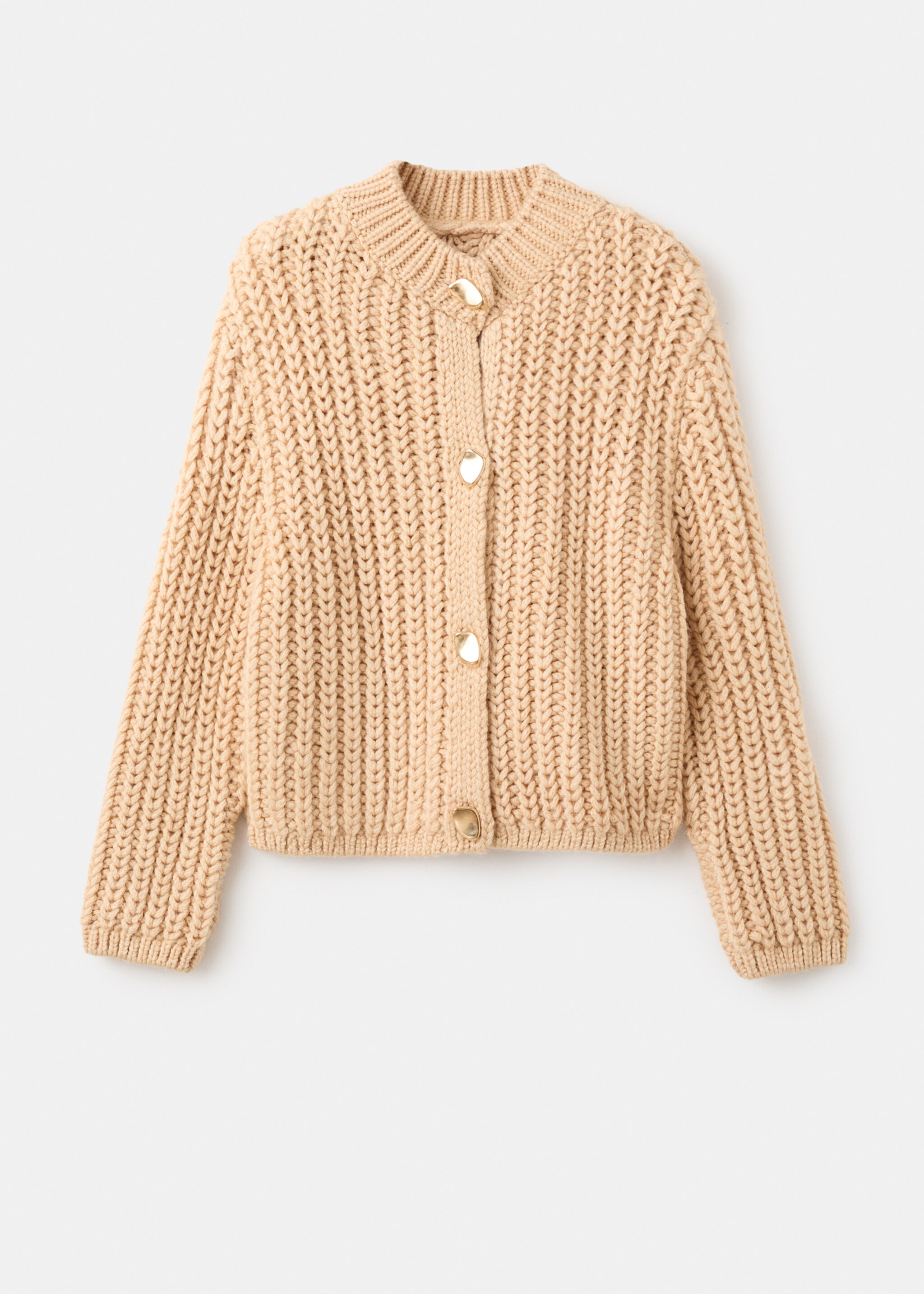 Chunky-knit cardigan with jewel buttons - Article without model, Beige. Ref: 17037814-00.