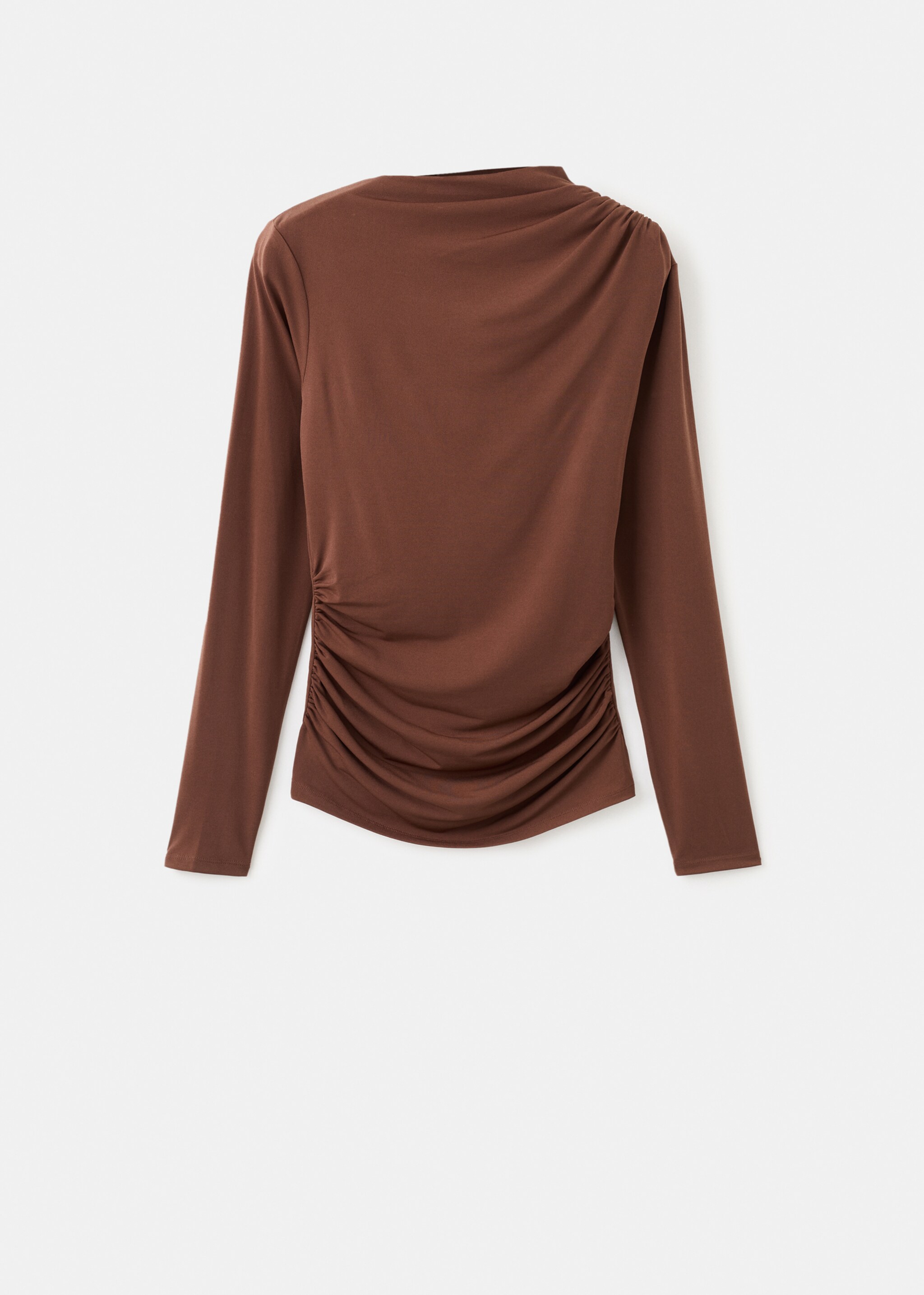 Draped fitted t-shirt - Article without model, Brown. Ref: 17037818-00.
