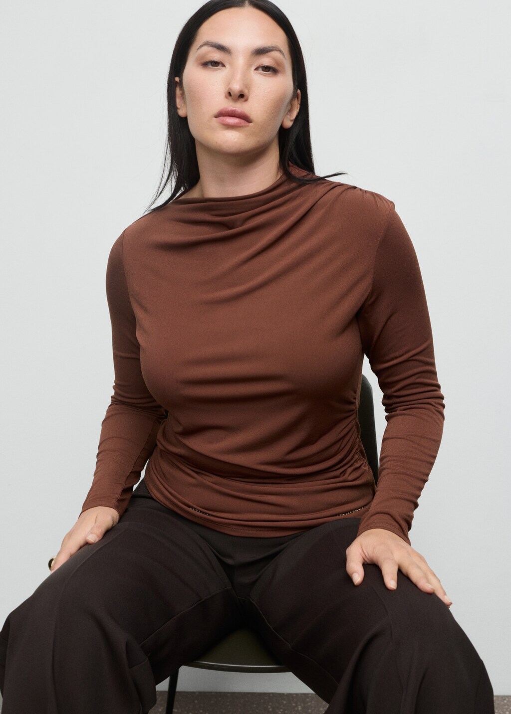Mango Draped fitted t-shirt