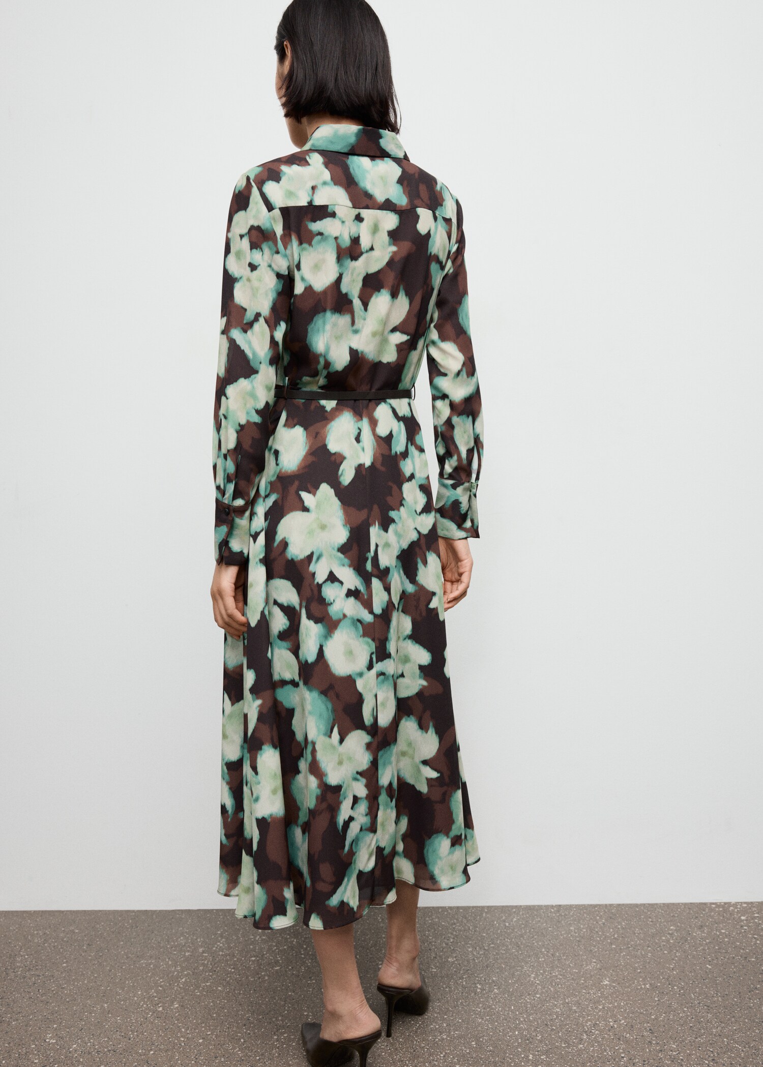 Printed shirt dress with belt - Reverse of the article