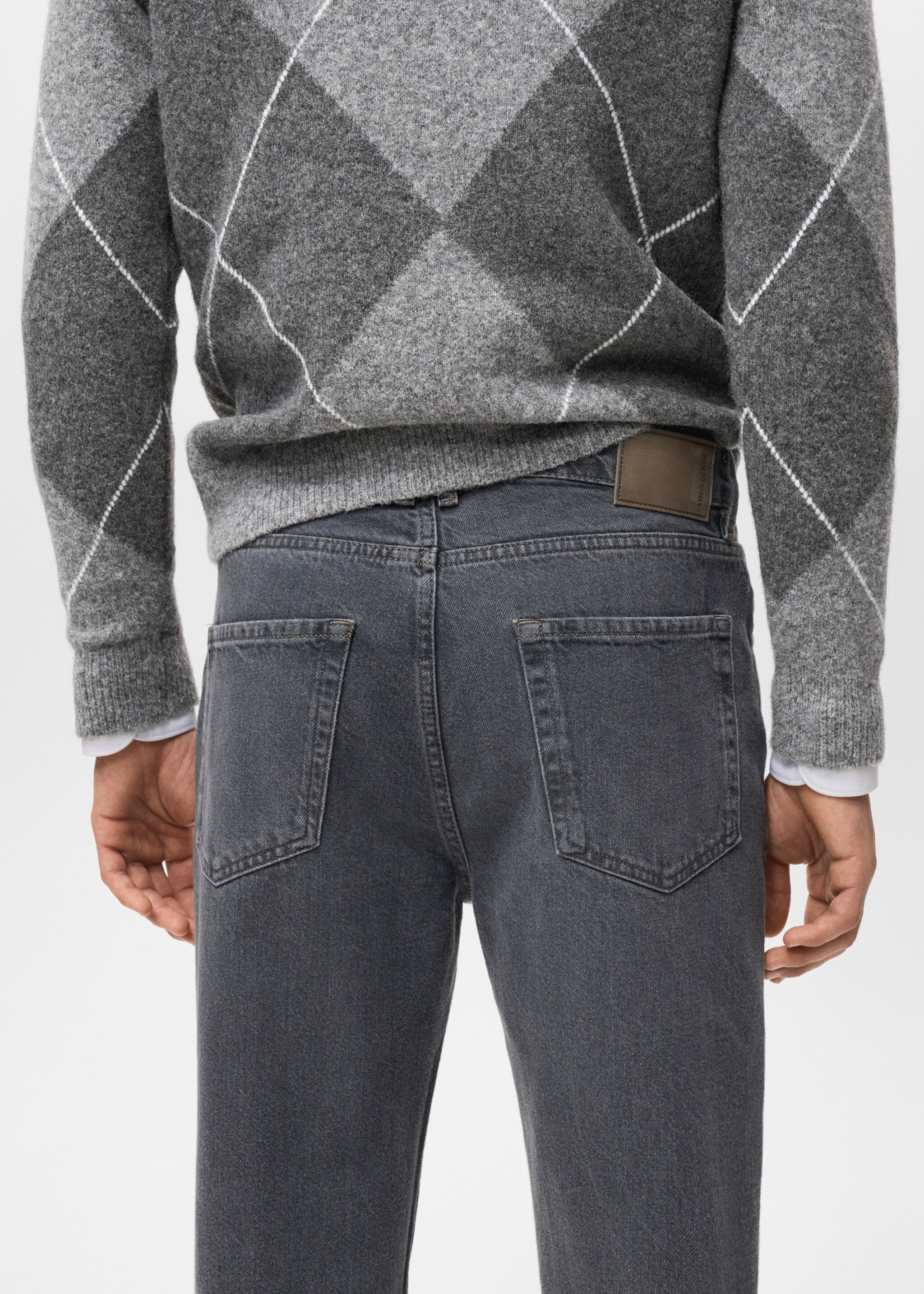 Regular fit cotton jeans - Details of the article 6, Denim Grey. Ref: 17037884-00.