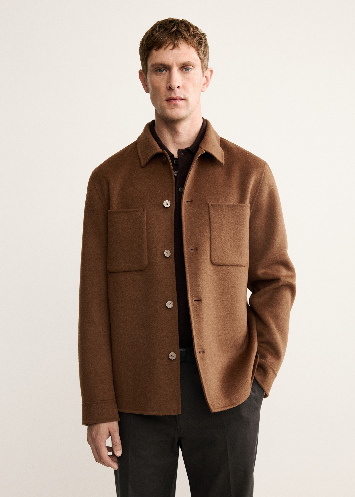 Handmade wool jacket with zip - Medium plane