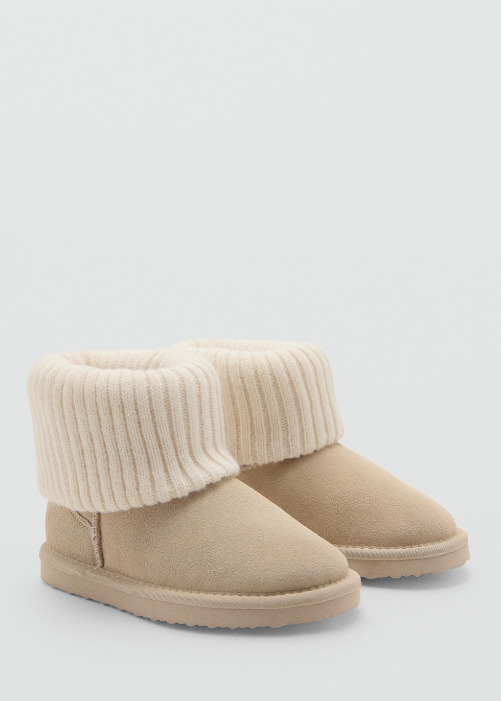 Leather ankle boots with knitted detail