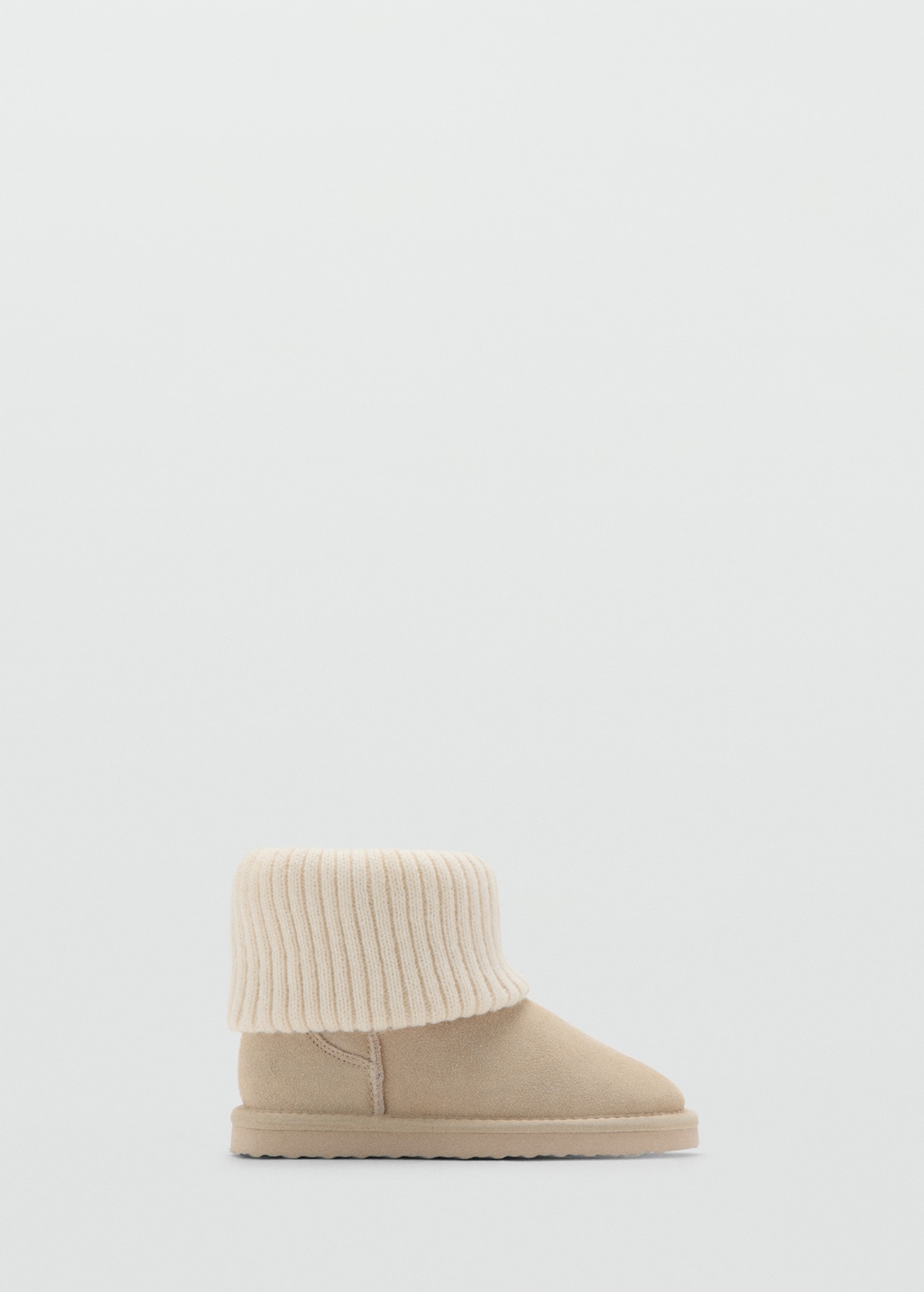 Leather ankle boots with knitted detail