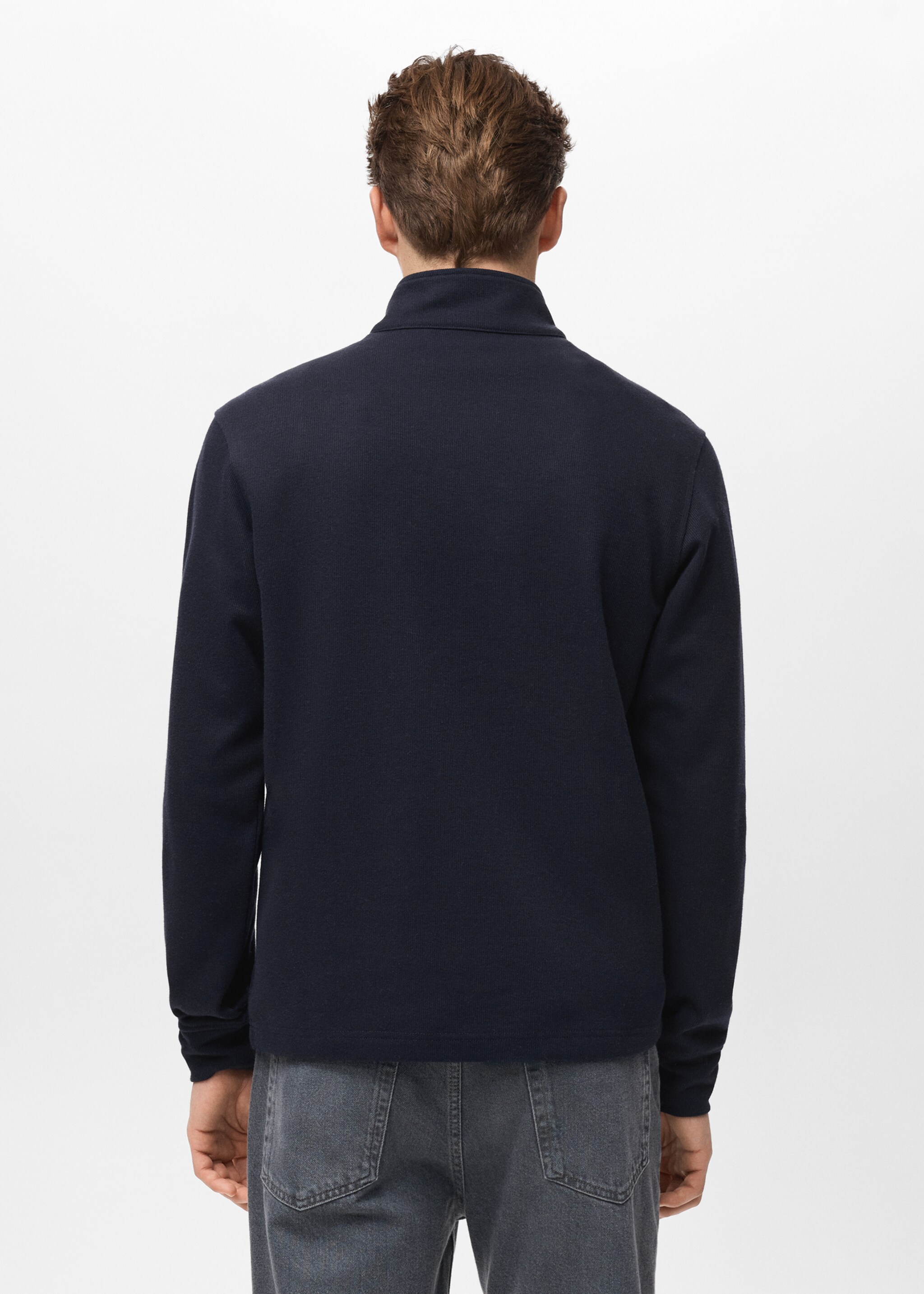 Sweat zip coupe normale - Verso de l’article, Bleu marine. Ref: 17037898-00.