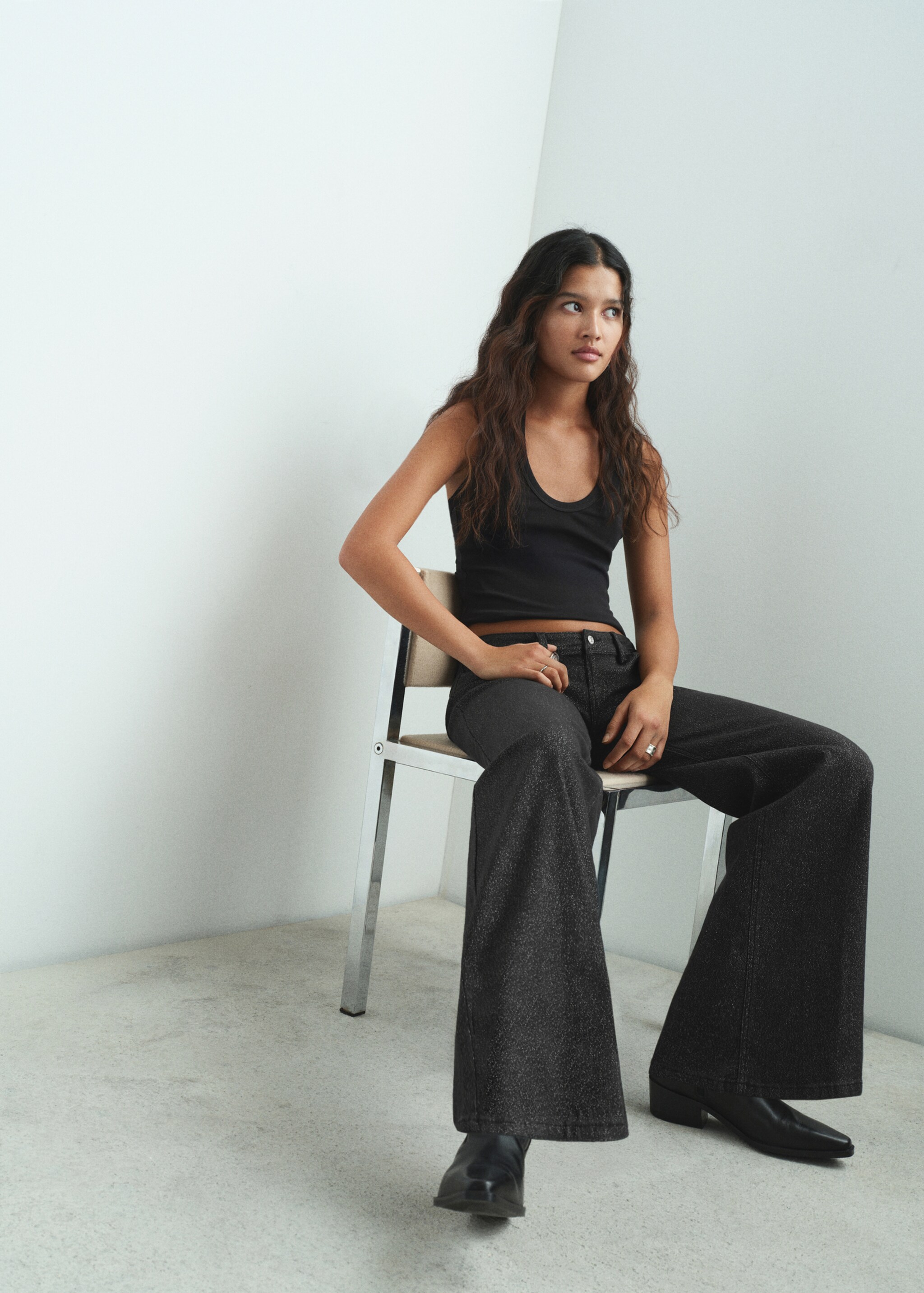 Jeans wideleg glitter - Dettaglio dell'articolo 2, Nero. Ref: 17037899-00.