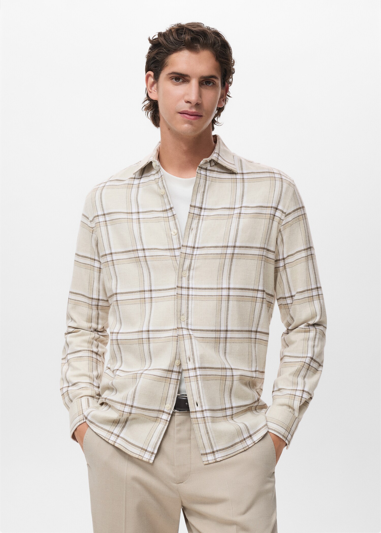 100% cotton flannel check overshirt - Medium plane