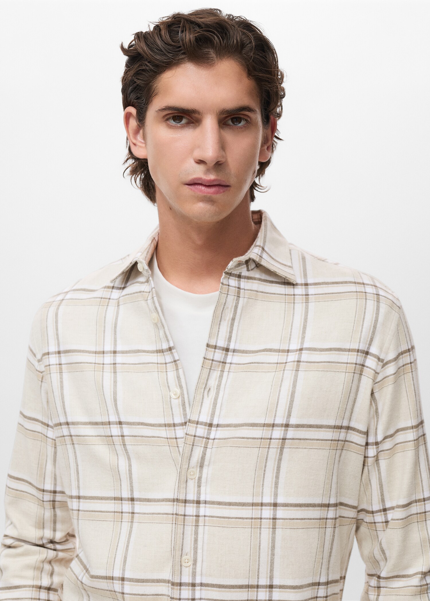 100% cotton flannel check overshirt - Details of the article 1