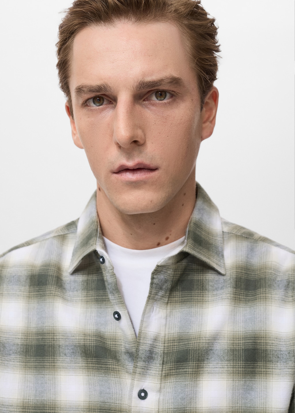 100% cotton flannel check overshirt