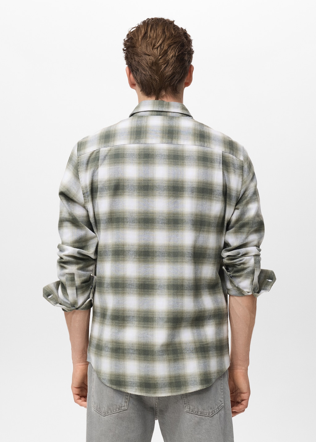 100% cotton flannel check overshirt