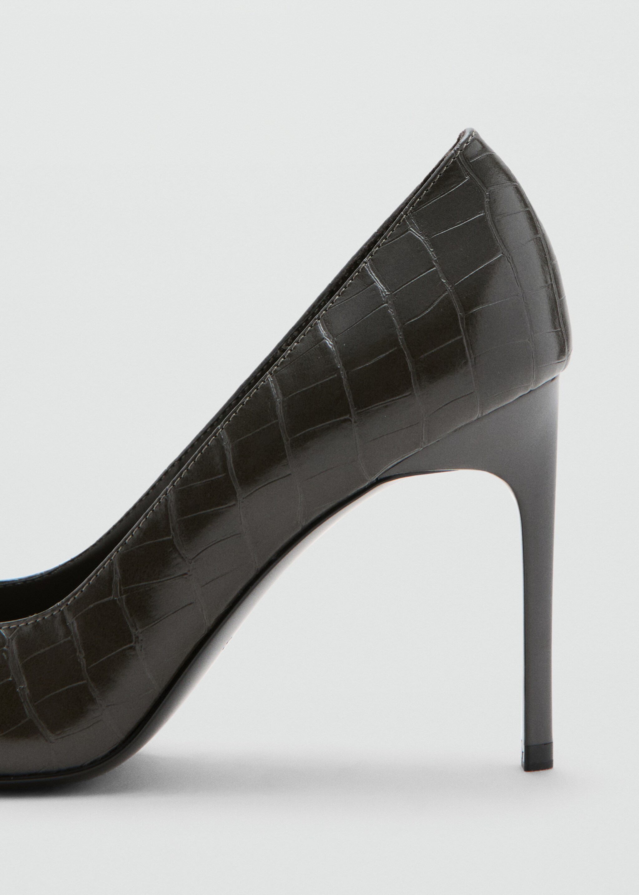 Croc-effect heeled shoes - Details of the article 1, Light Heather Grey. Ref: 17037902-00.