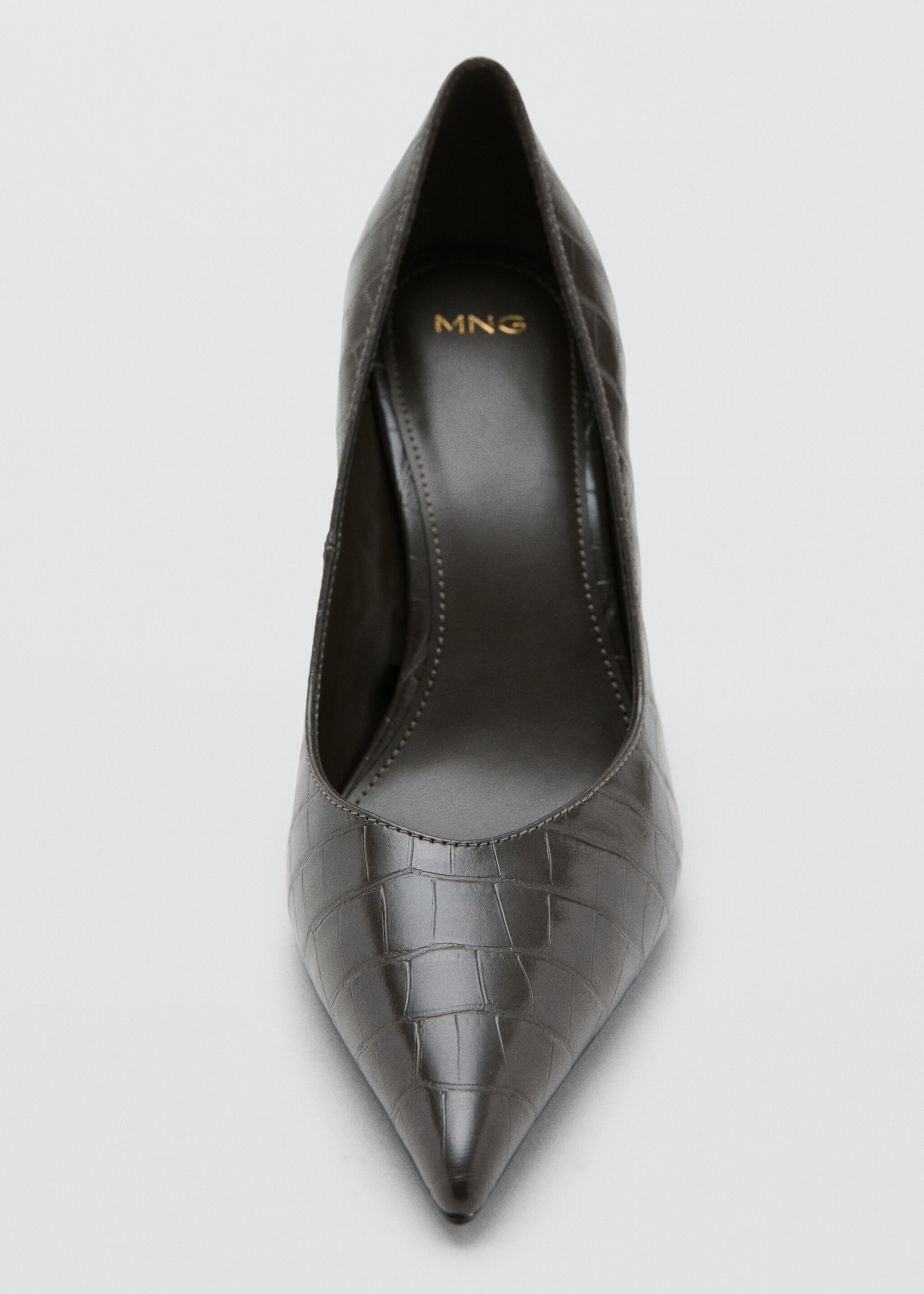 Croc-effect heeled shoes - Details of the article 3, Light Heather Grey. Ref: 17037902-00.