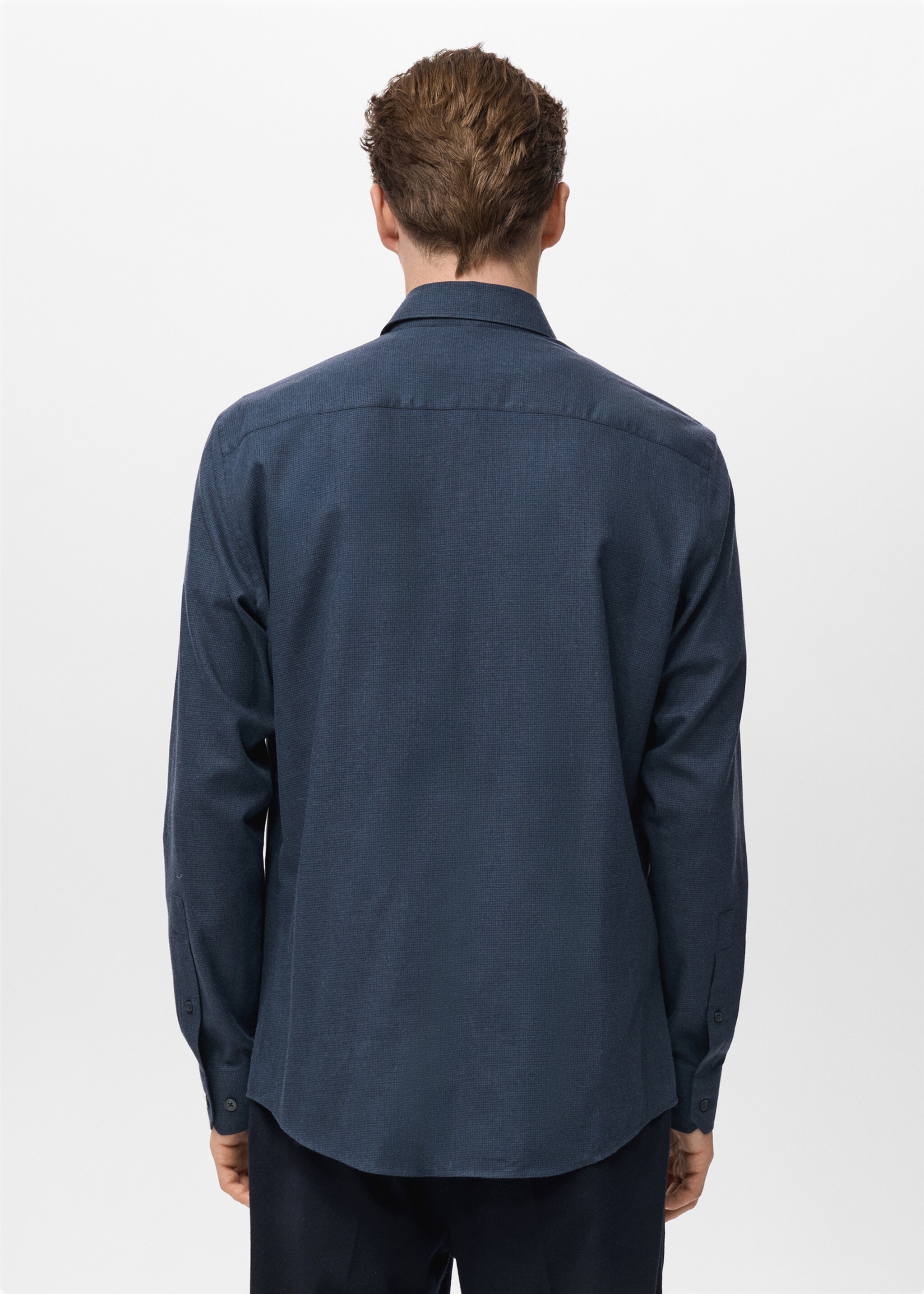 Regular-fit cotton shirt - Reverse of the article, Navy. Ref: 17037908-00.