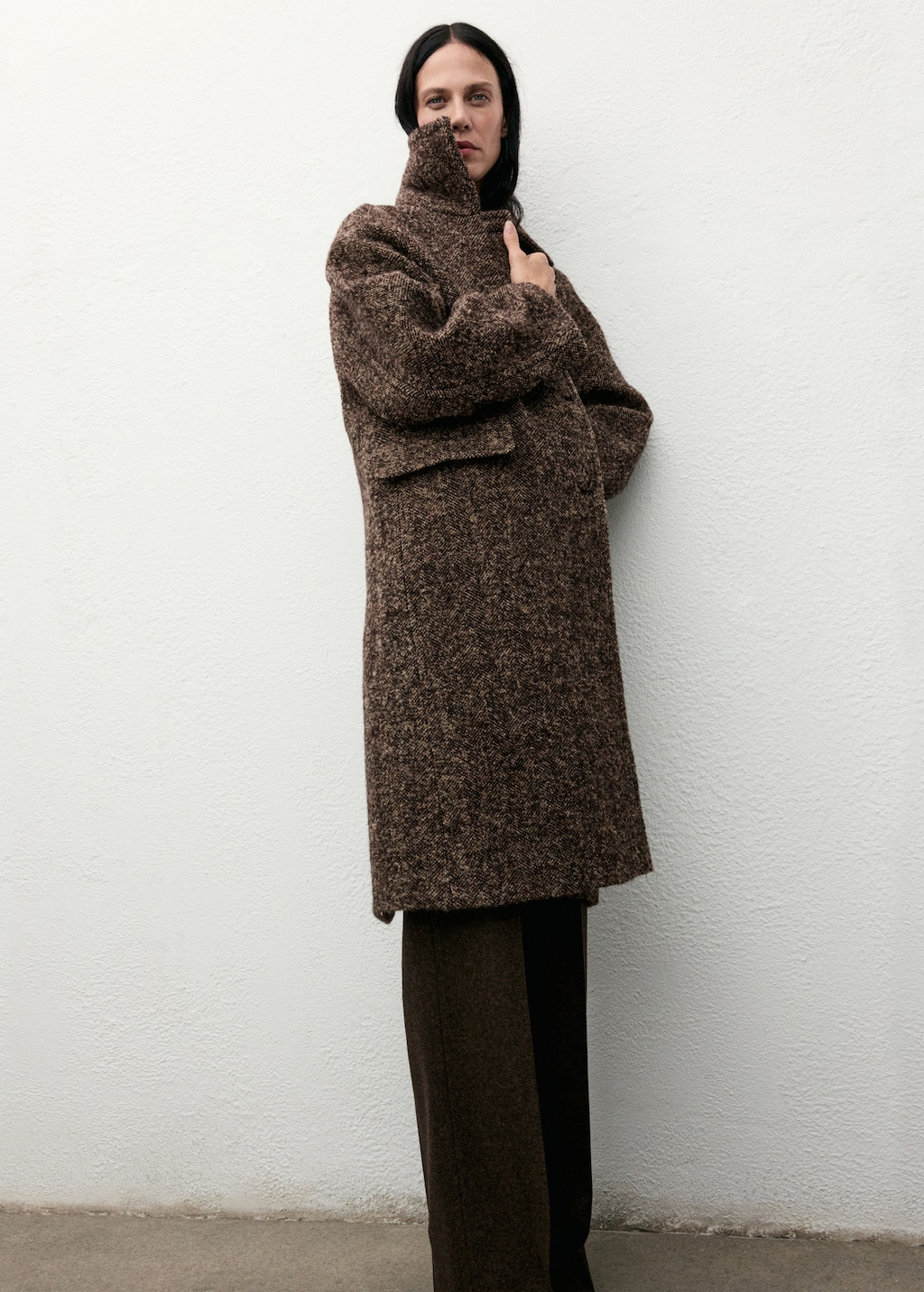 Speckled wool overcoat