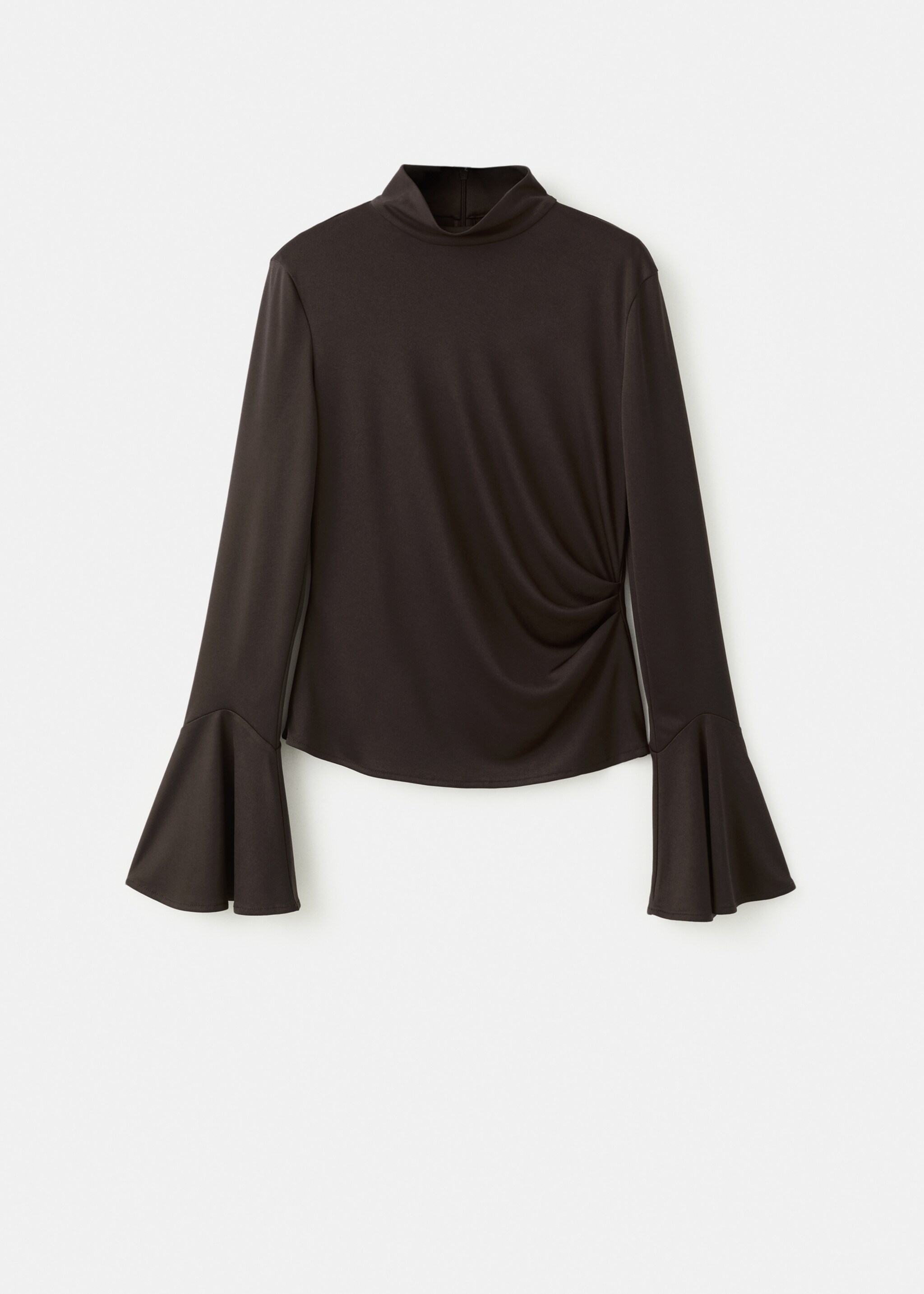 Fitted top with flared sleeves - Article without model, Brown. Ref: 17037911-00.