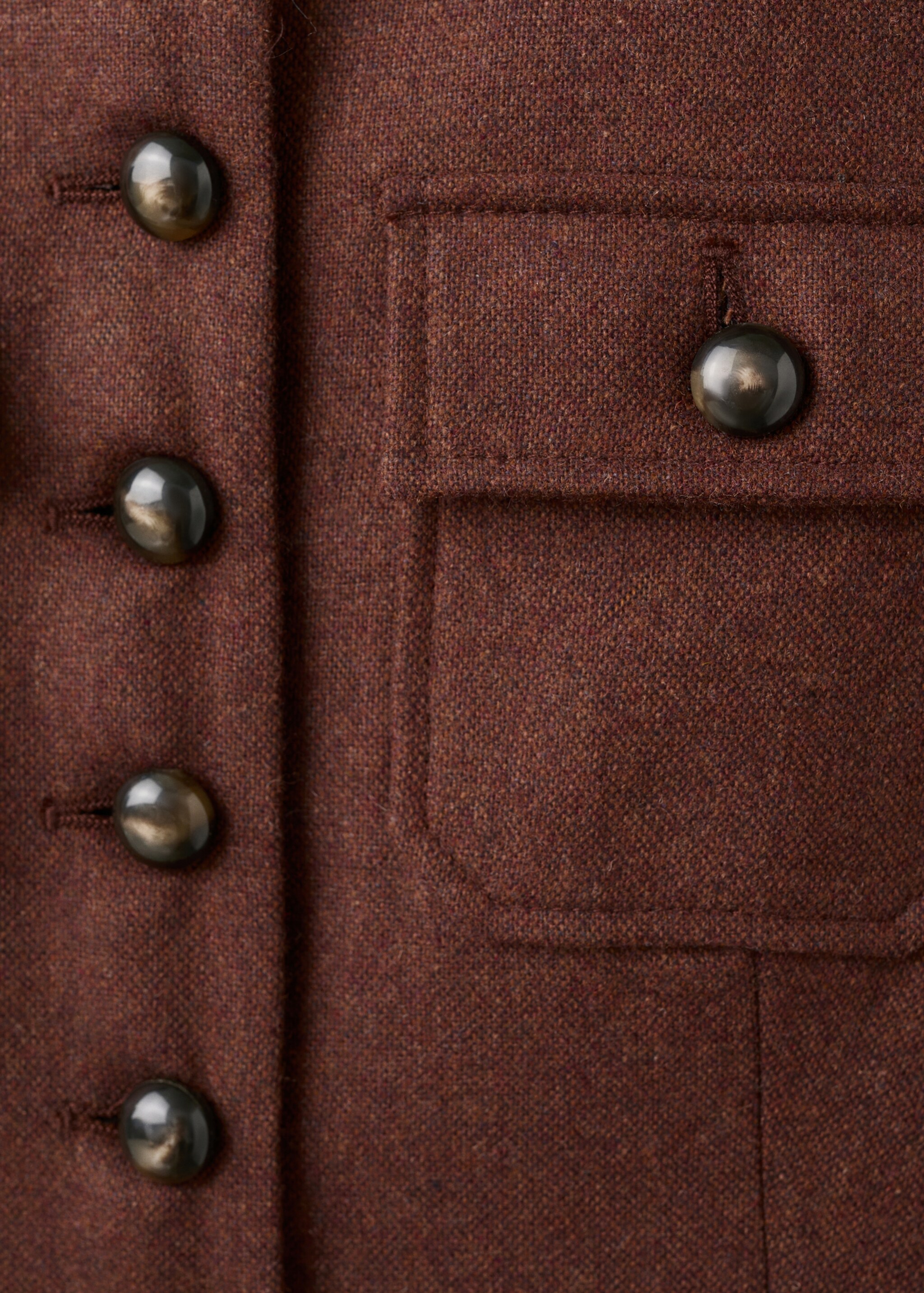 Veste en laine avec col officier et poches - Détail de l'article 0, Tabac. Ref: 17037912-00.