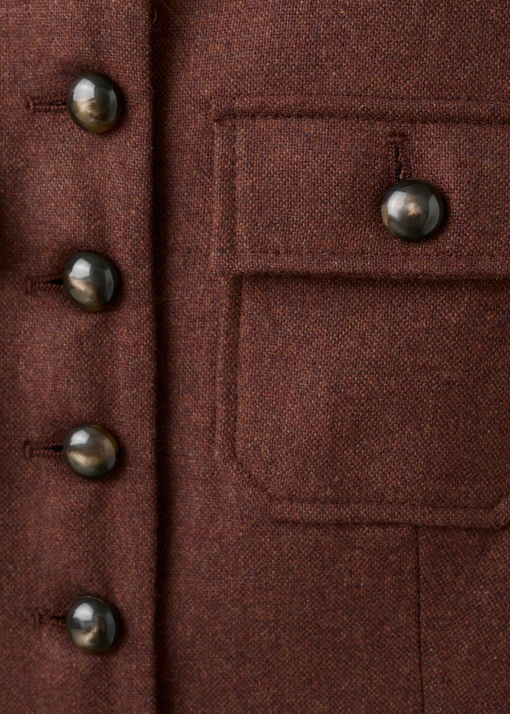 Wool jacket with band collar and pockets