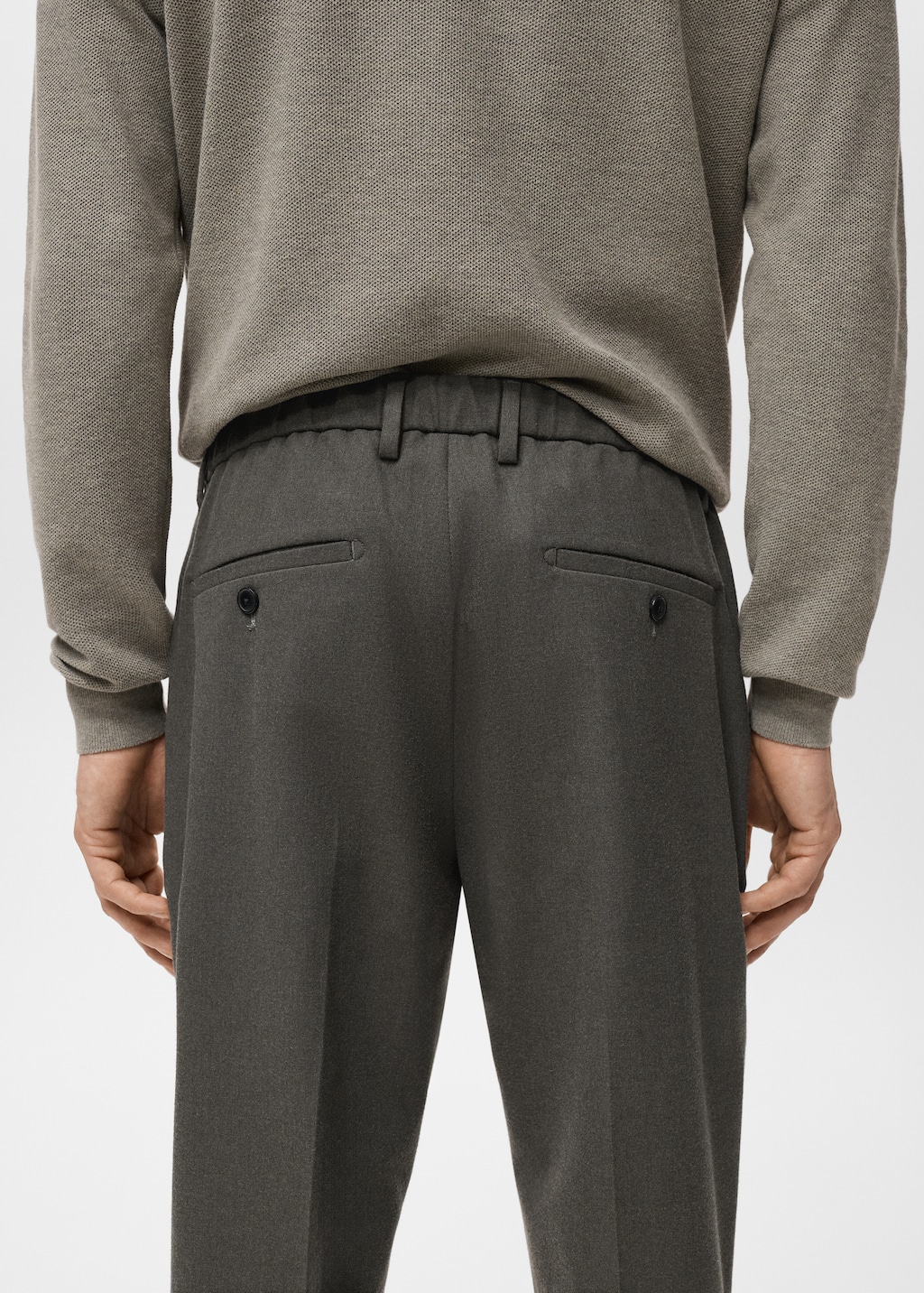 Regular fit cord pleated pants