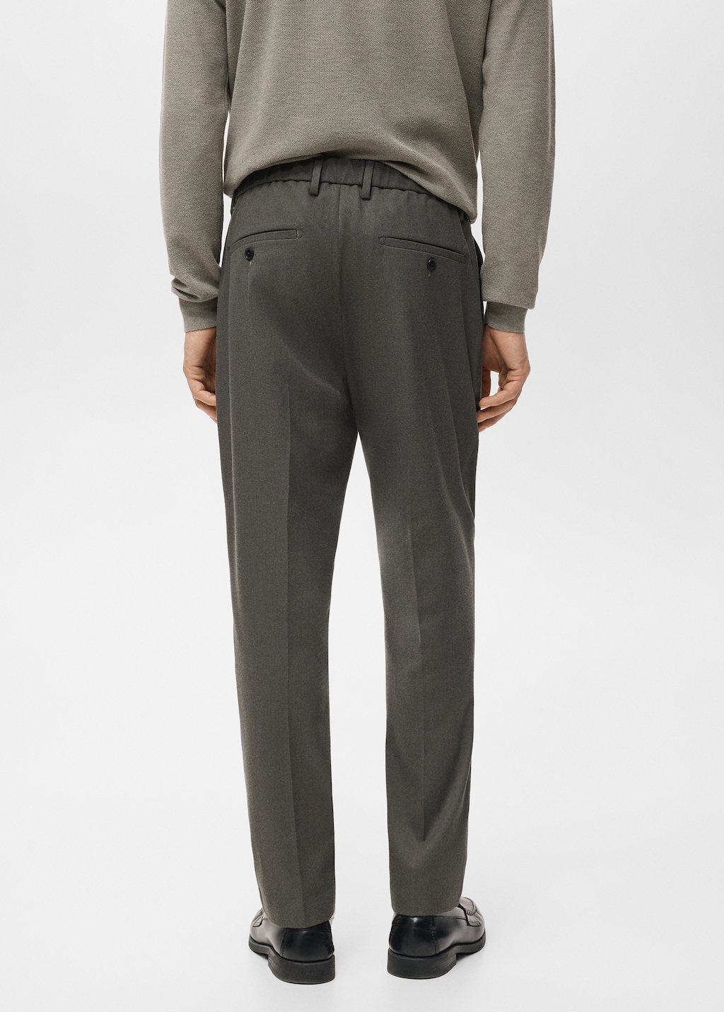Regular fit cord pleated pants