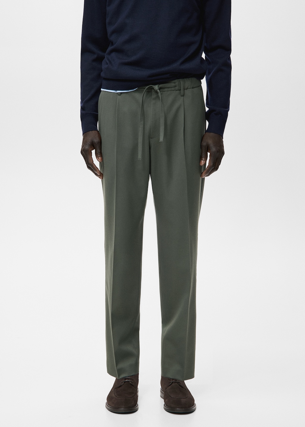 Regular fit cord pleated pants