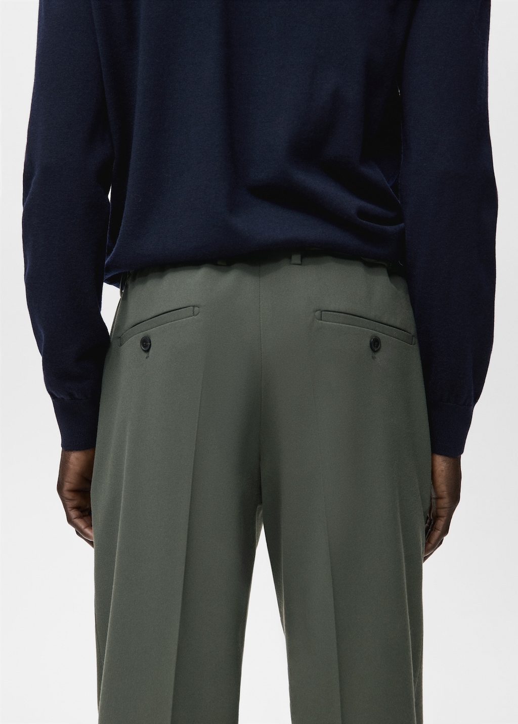 Regular fit cord pleated pants