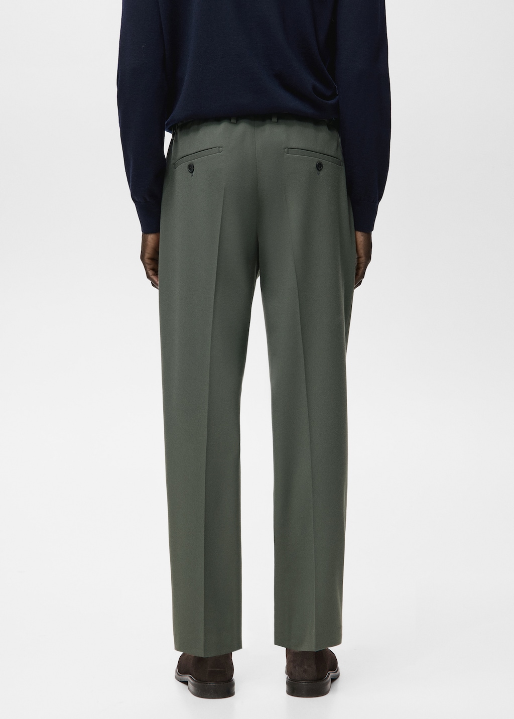 Regular fit cord pleated pants