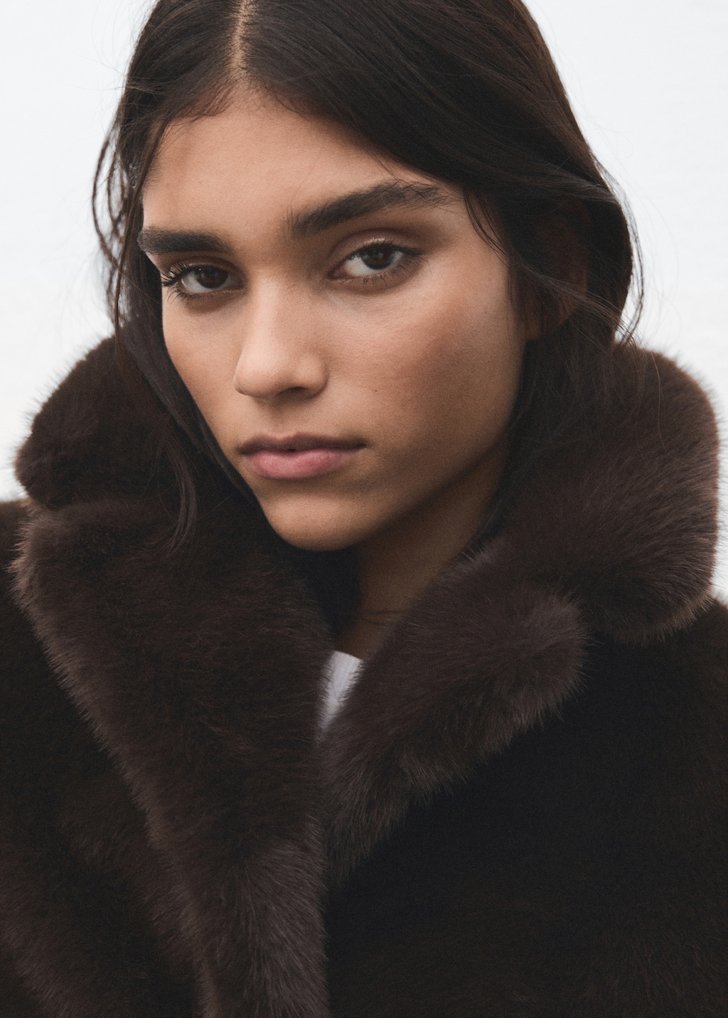 Faux-fur coat with lapels
