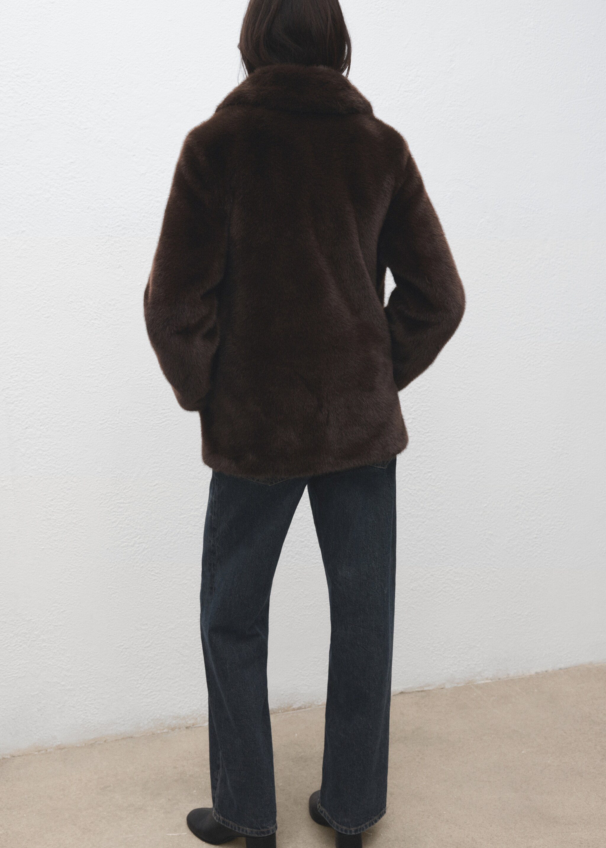 Manteau oversize fausse fourrure - Verso de l’article, Beige. Ref: 17038269-00.