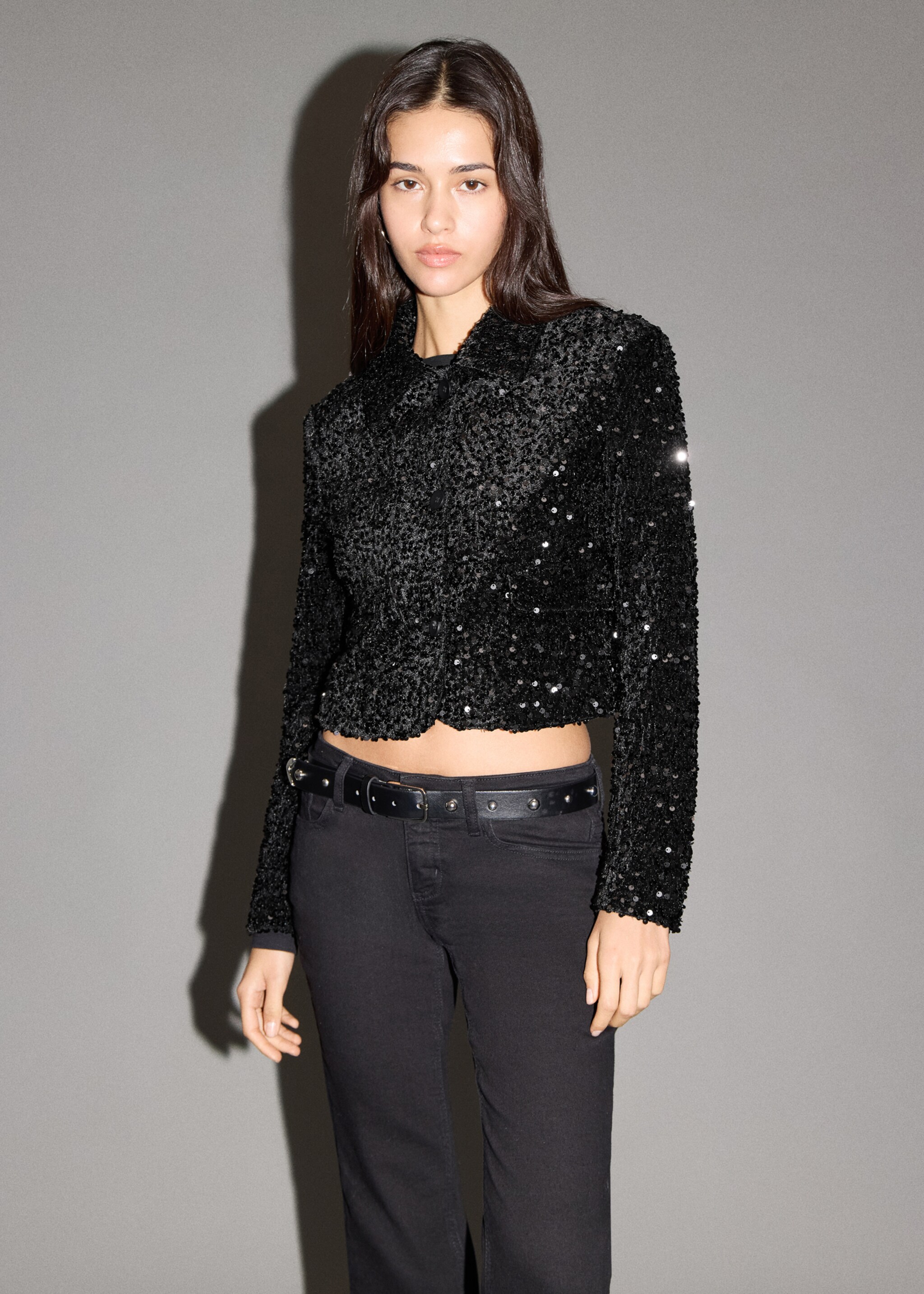 Sequin suit jacket - Medium plane, Black. Ref: 17038273-00.