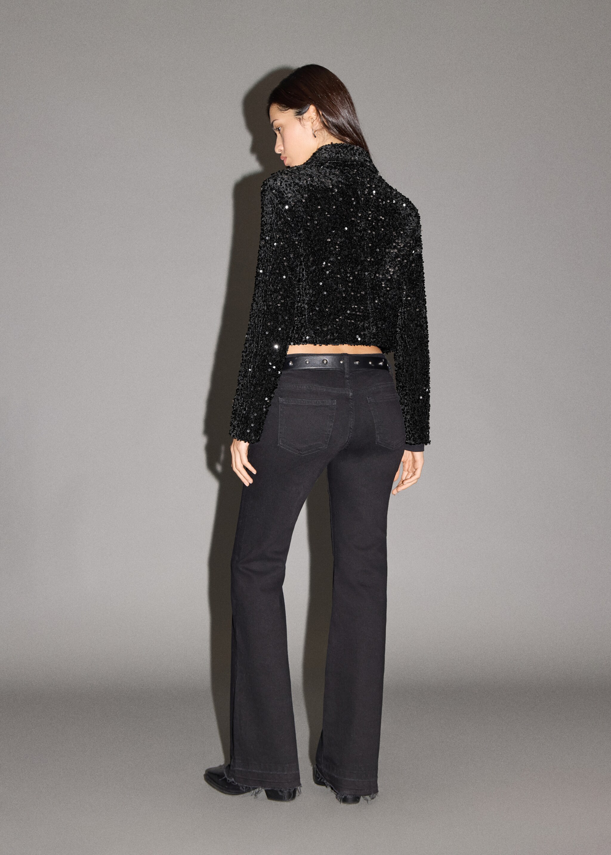 Sequin suit jacket - Reverse of the article, Black. Ref: 17038273-00.