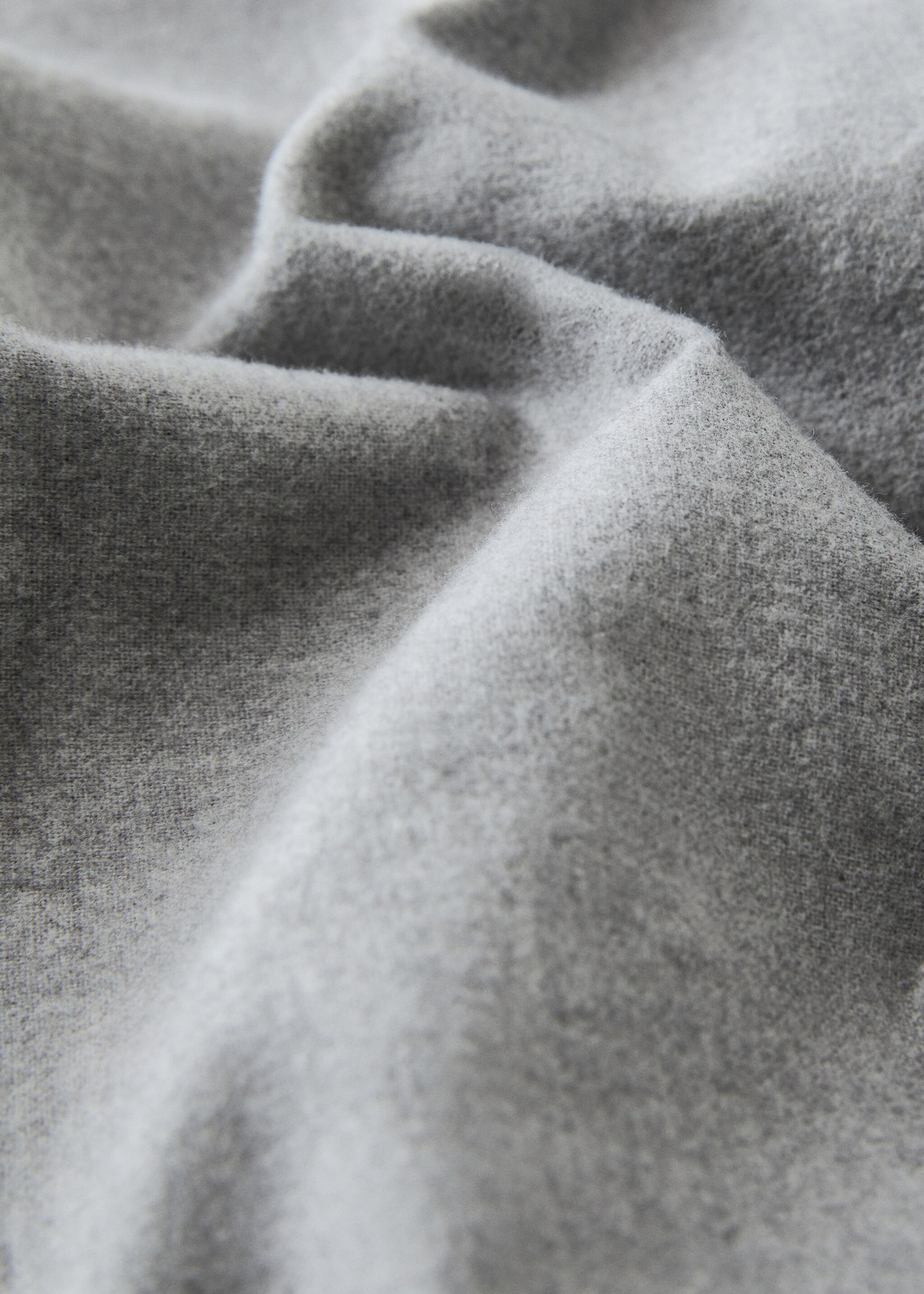 Flannel cotton melange-yarn fitted sheet for 180 cm bed - Details of the article 2, Grey. Ref: 17038279-00.